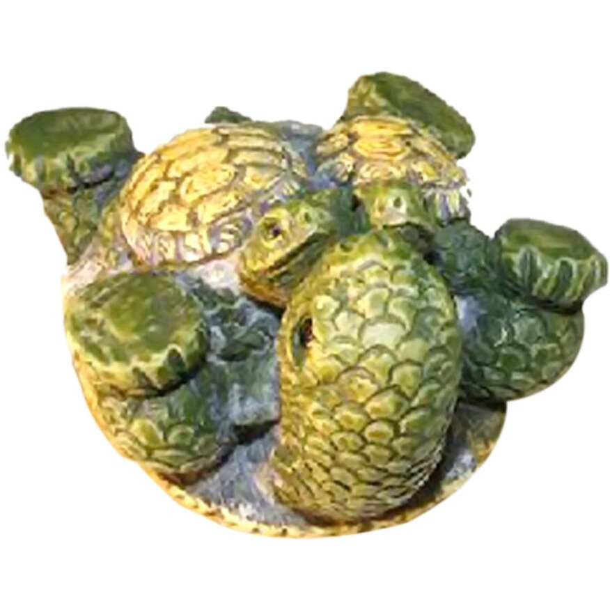 Bonsaiboy Minature Turtle Figurine Three Turtles - Two Baby Turtles on Stomach