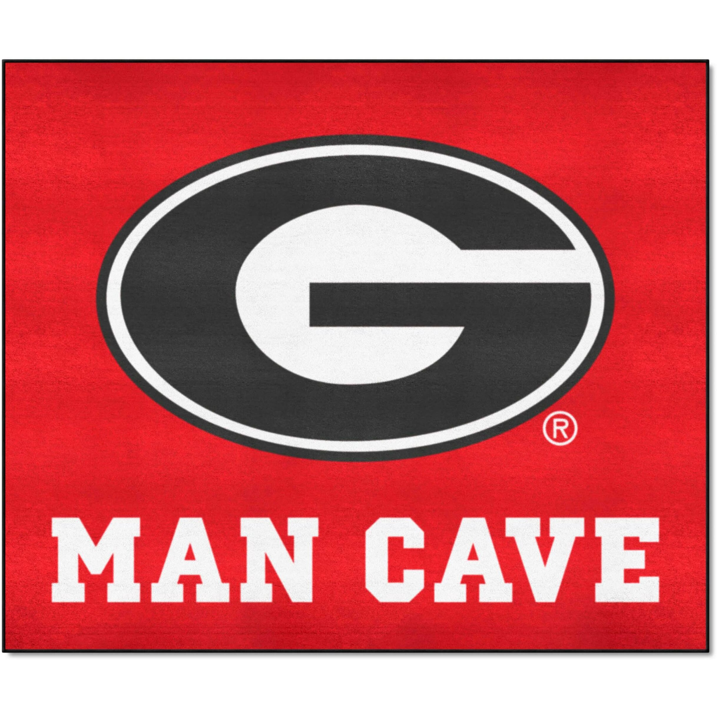 FANMATS 14638 Georgia Bulldogs Man Cave Tailgater Rug - 5ft. x 6ft. Sports Fan Area Rug, Home Decor Rug and Tailgating Mat - G Primary Logo, Red