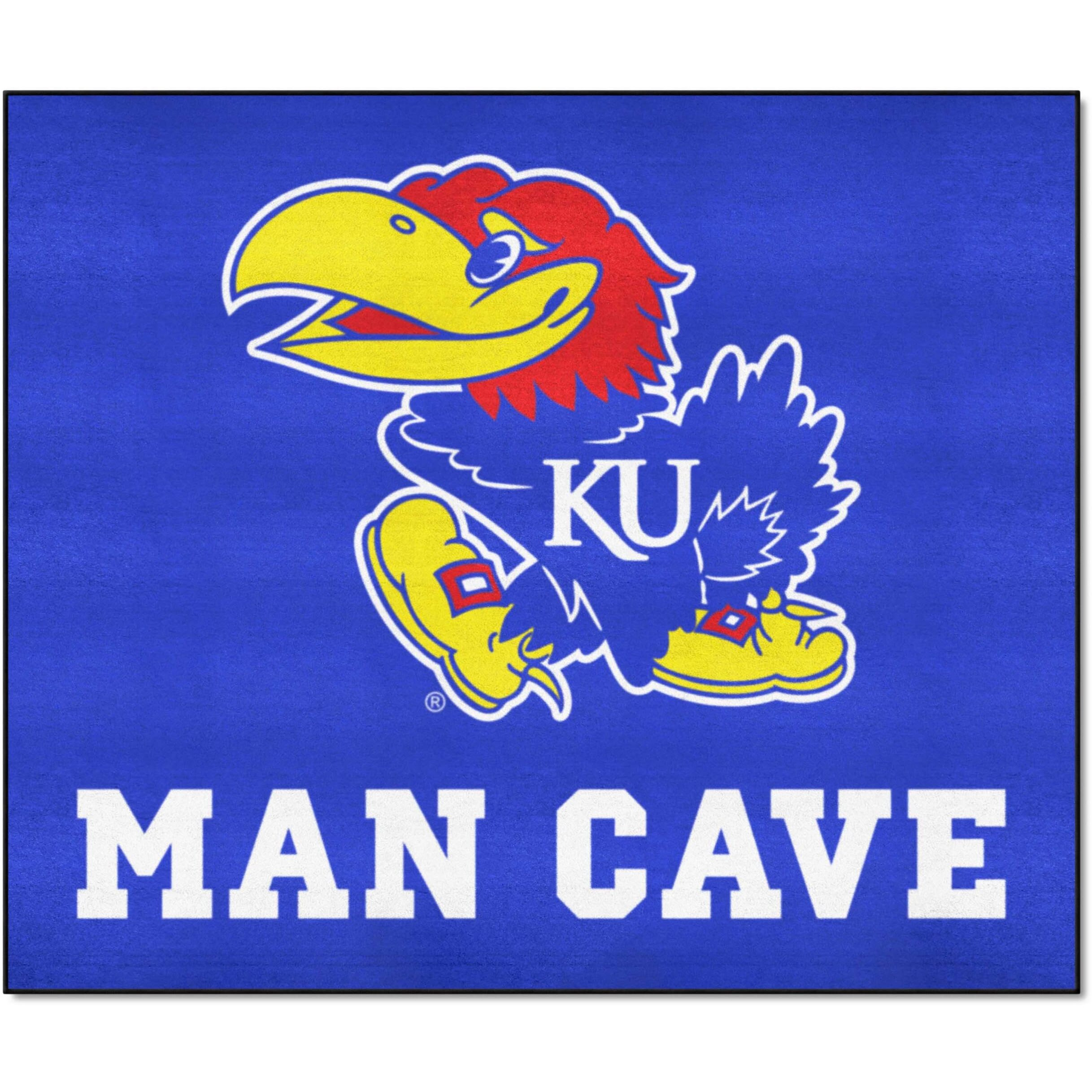 FANMATS 14650 Kansas Jayhawks Man Cave Tailgater Rug - 5ft. x 6ft. Sports Fan Area Rug, Home Decor Rug and Tailgating Mat