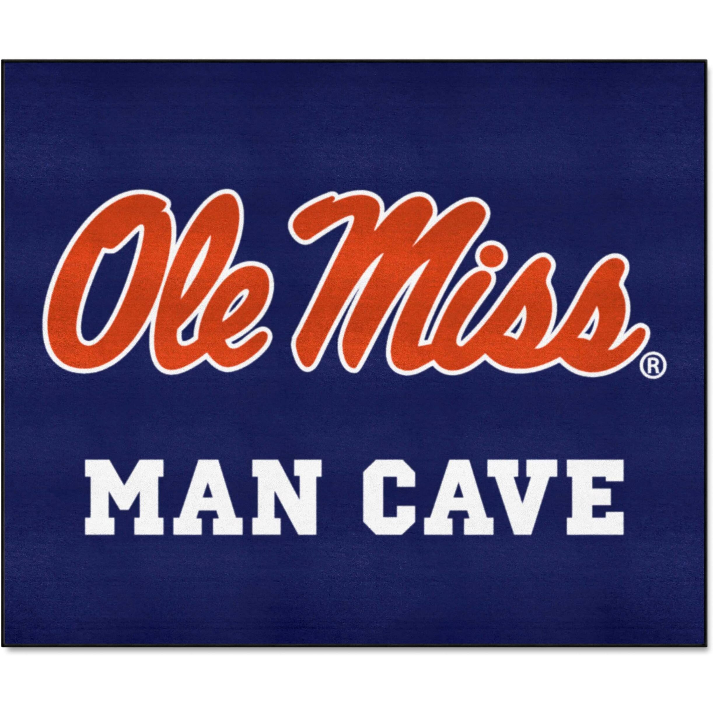 FANMATS 14674 Ole Miss Rebels Man Cave Tailgater Rug - 5ft. x 6ft. Sports Fan Area Rug, Home Decor Rug and Tailgating Mat - Navy