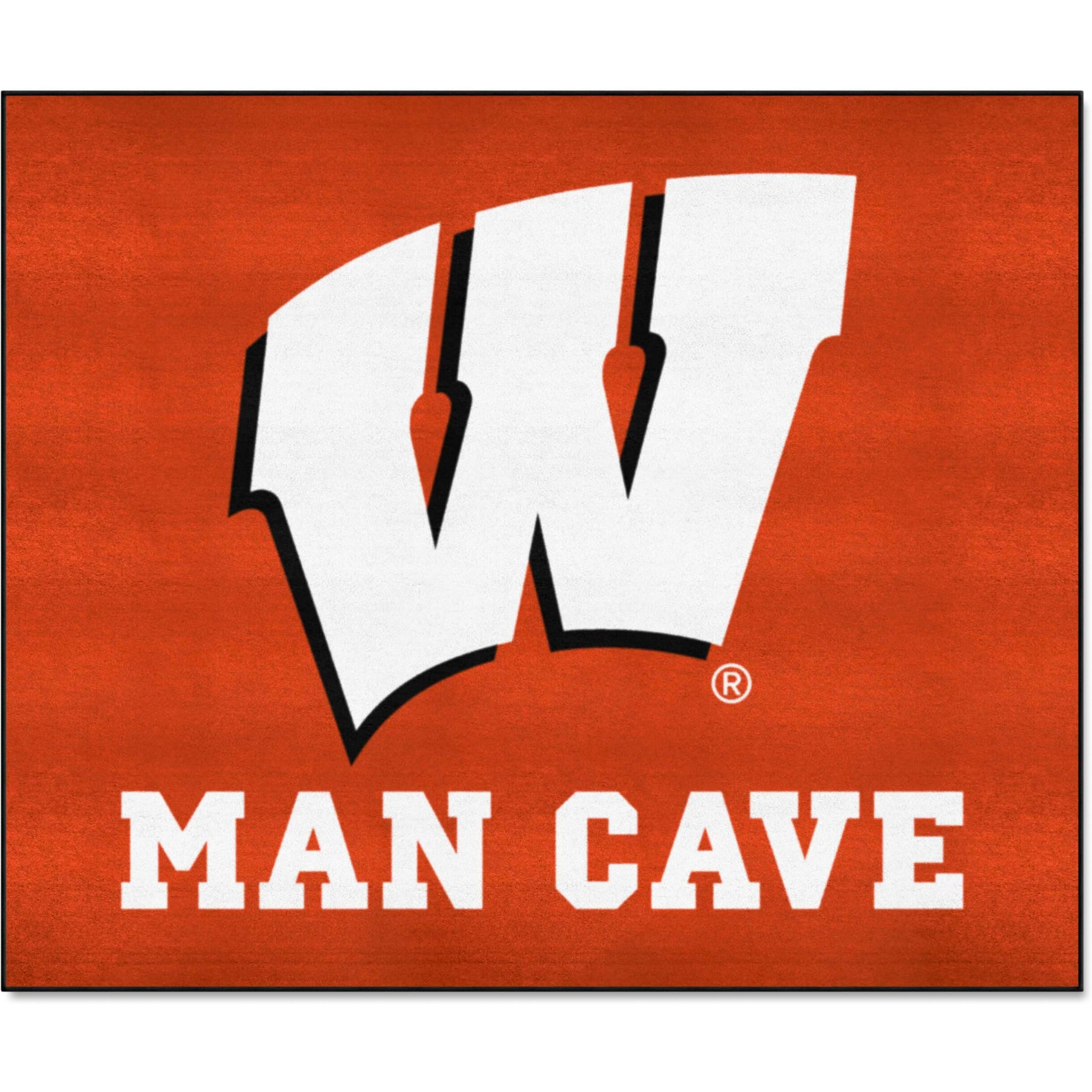 FANMATS 14710 Wisconsin Badgers Man Cave Tailgater Rug - 5ft. x 6ft. Sports Fan Area Rug, Home Decor Rug and Tailgating Mat