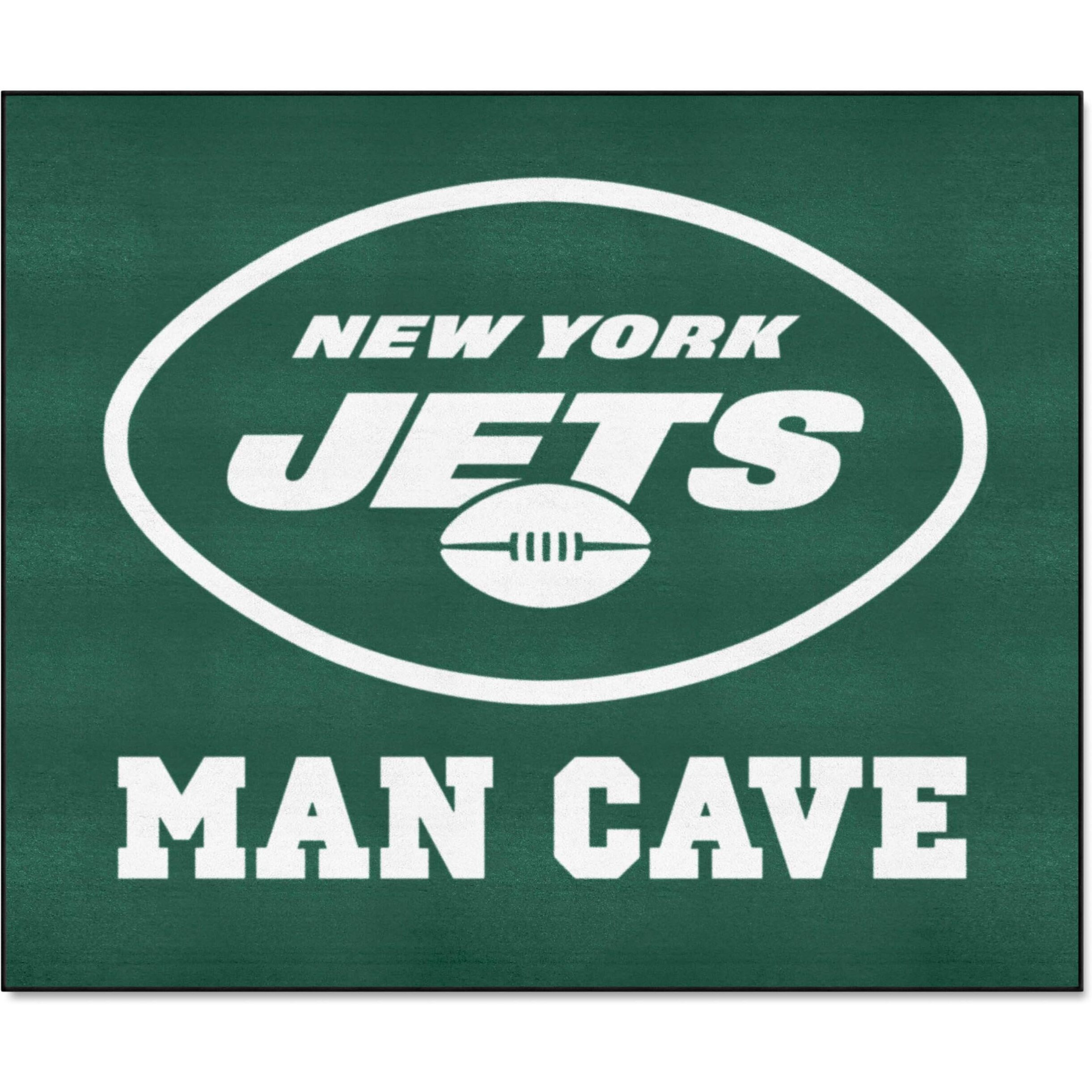 FANMATS 14347 New York Jets Man Cave Tailgater Rug - 5ft. x 6ft. Sports Fan Area Rug, Home Decor Rug and Tailgating Mat