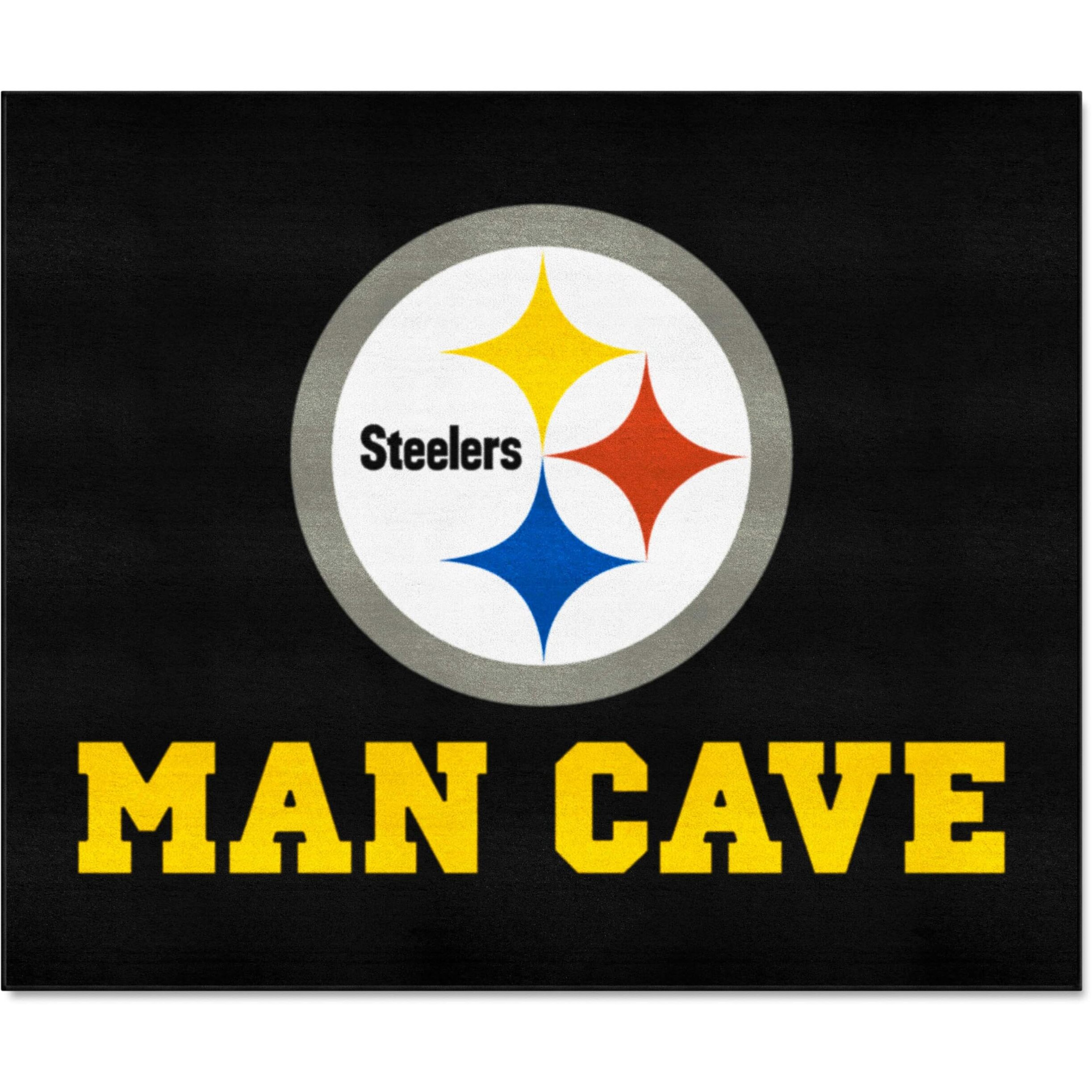 FANMATS 14359 Pittsburgh Steelers Man Cave Tailgater Rug - 5ft. x 6ft. Sports Fan Area Rug, Home Decor Rug and Tailgating Mat