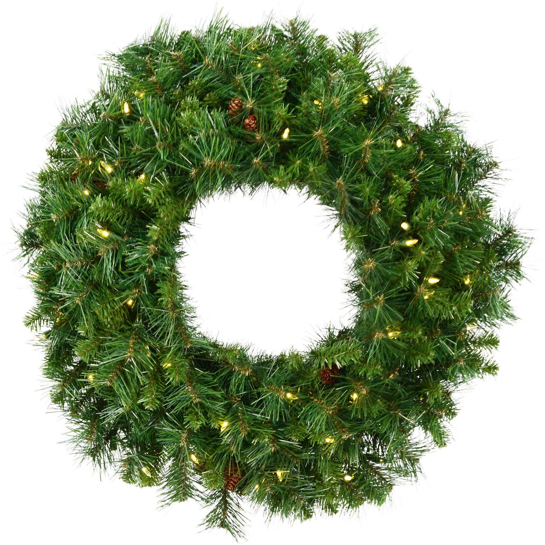 Vickerman Pre-Lit Cheyenne Pine Wreath ith 100 Warm White Italian LED Lights, 30-Inch, Green