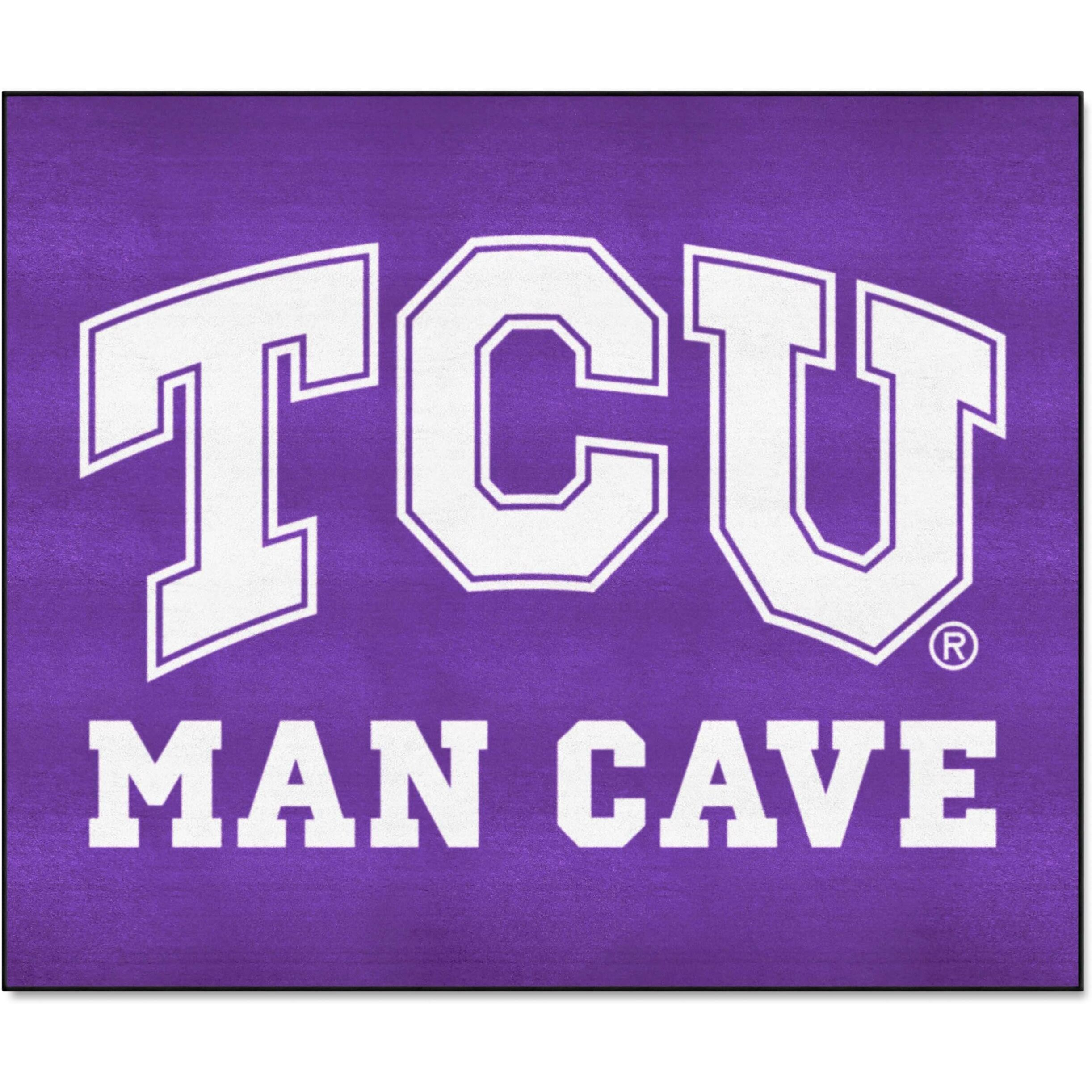 FANMATS 17283 TCU Horned Frogs Man Cave Tailgater Rug - 5ft. x 6ft. Sports Fan Area Rug, Home Decor Rug and Tailgating Mat