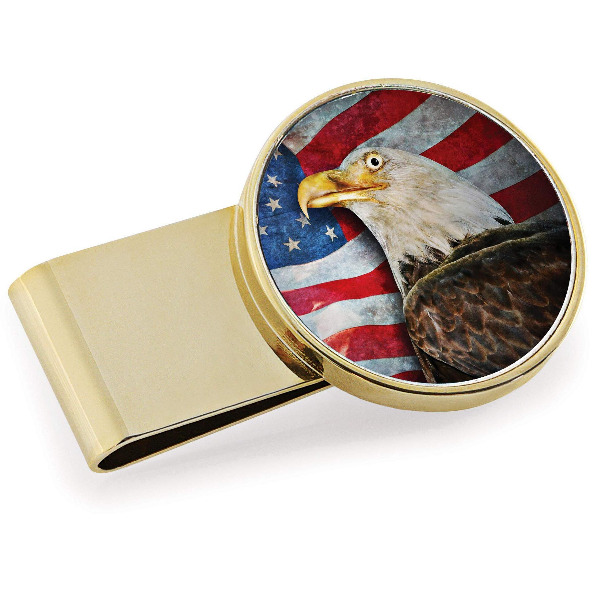 Coin Money Clip JFK Half Dollar Colorized ith American Bald Eagle Moneyclip