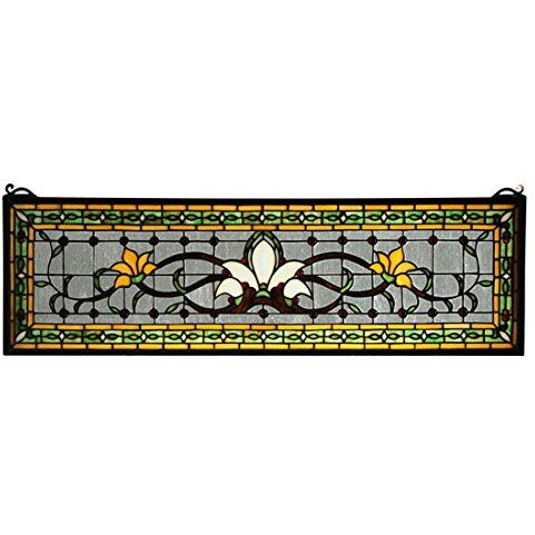 Meyda Saffron Fairytale Transom Stained Glass Window Panel