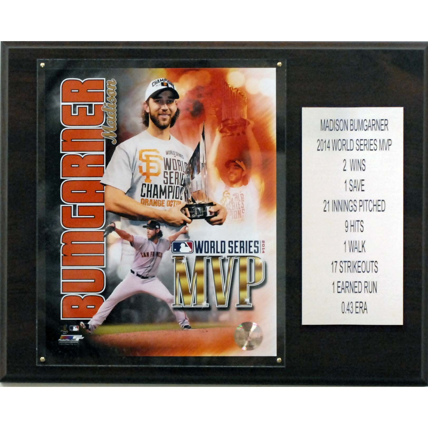 MLB San Francisco Giants Madison Bumgarner 2014 World Series MVP Player Plaque, 12 x 15-Inch