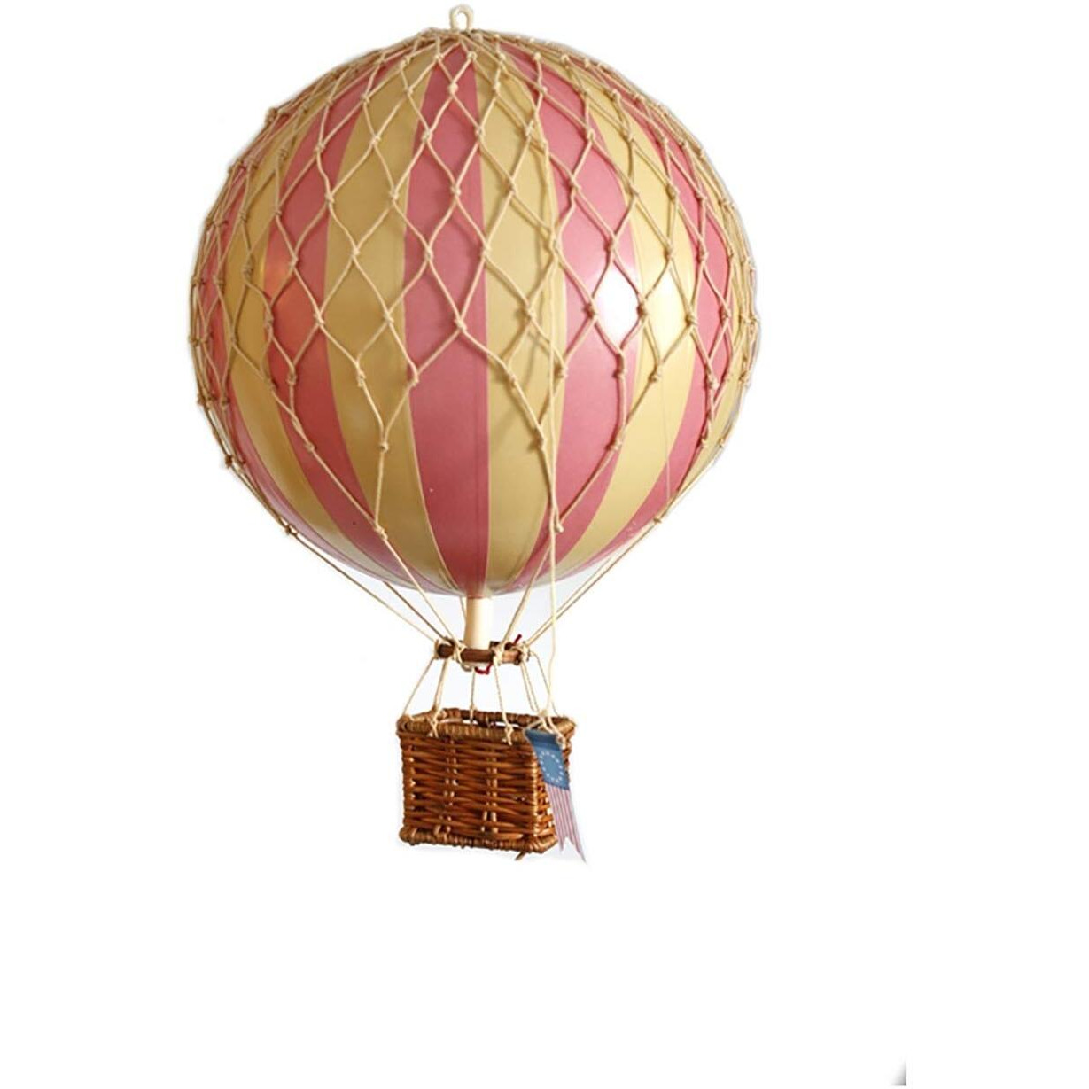 Authentic Models, Travels Light Air Balloon, Hanging Home Decor - 11.80 Inch Height, Historic Hot Air Balloon Model for Home Decor, Detailed Vintage Decorations to Hang from Ceiling - Pink