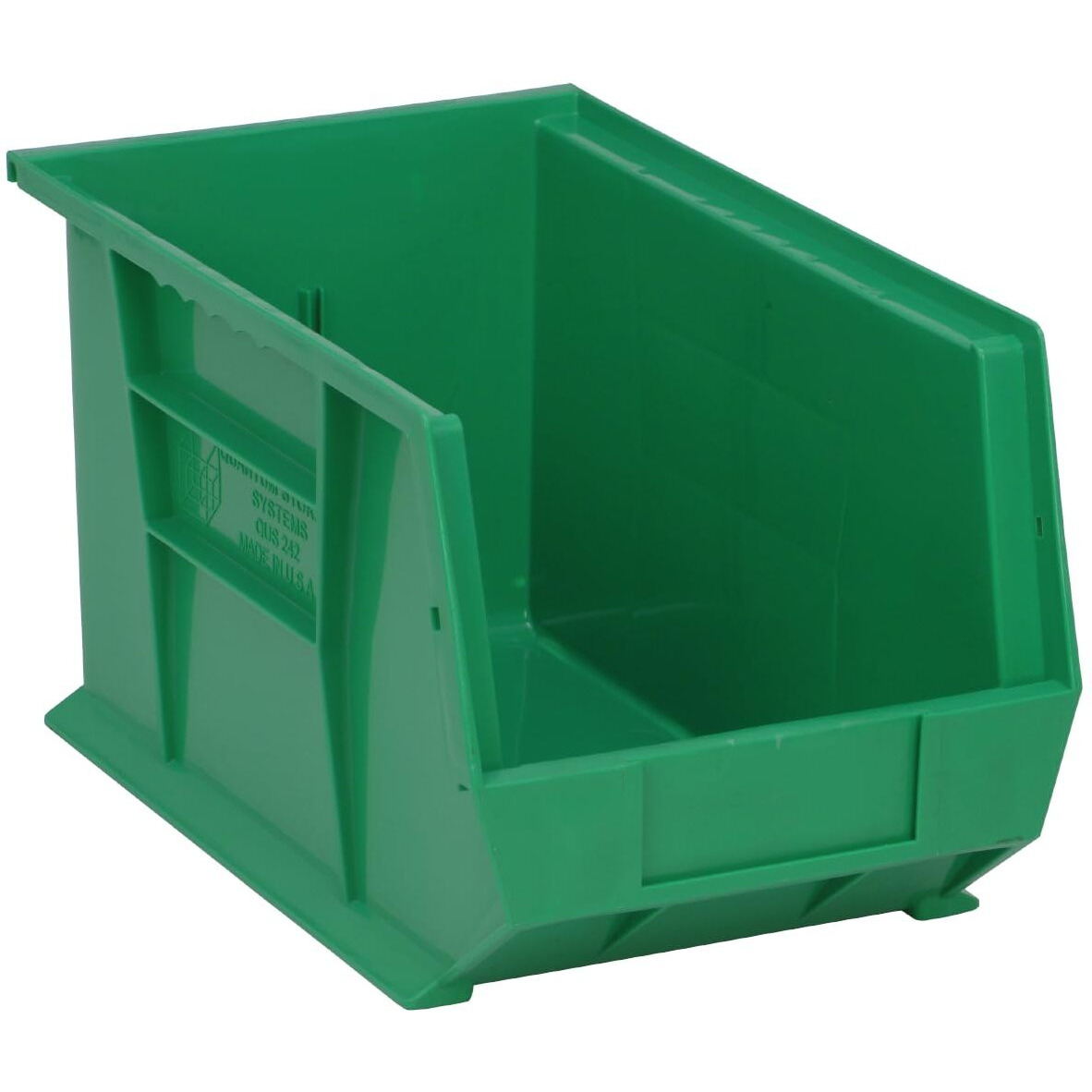 Quantum Storage Systems QUS242GN Ultra Stack & Hang Heavy Duty Part Organizer Green Bins 14  L x 9  W x 8  H 12 Pack