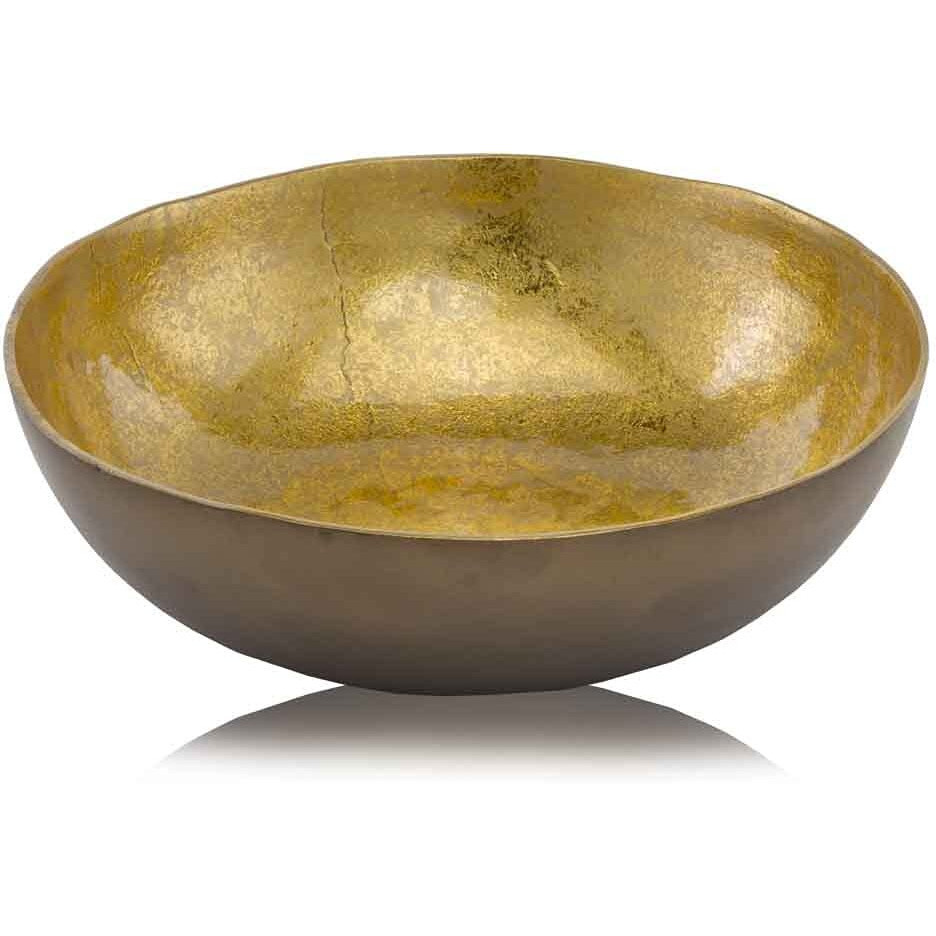 Modern Day Accents 4400 Metalico Large Round Bowl, Bronze and Gold Decor, Home Decor, Office Decor, Kitchen Counter Decor, Fruit Bowl, Tabletop, 17  L