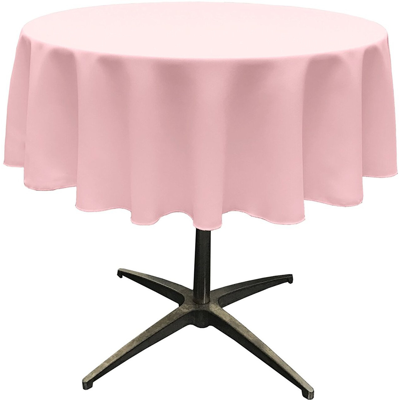 LA Linen Polyester Poplin Washable Round Tablecloth, Stain and Wrinkle Resistant Table Cover 51 , Fabric Table Cloth for Dinning, Kitchen, Party, Holiday 51-Inch, Pink Light, (TCpop51R_PinkLghtP37)