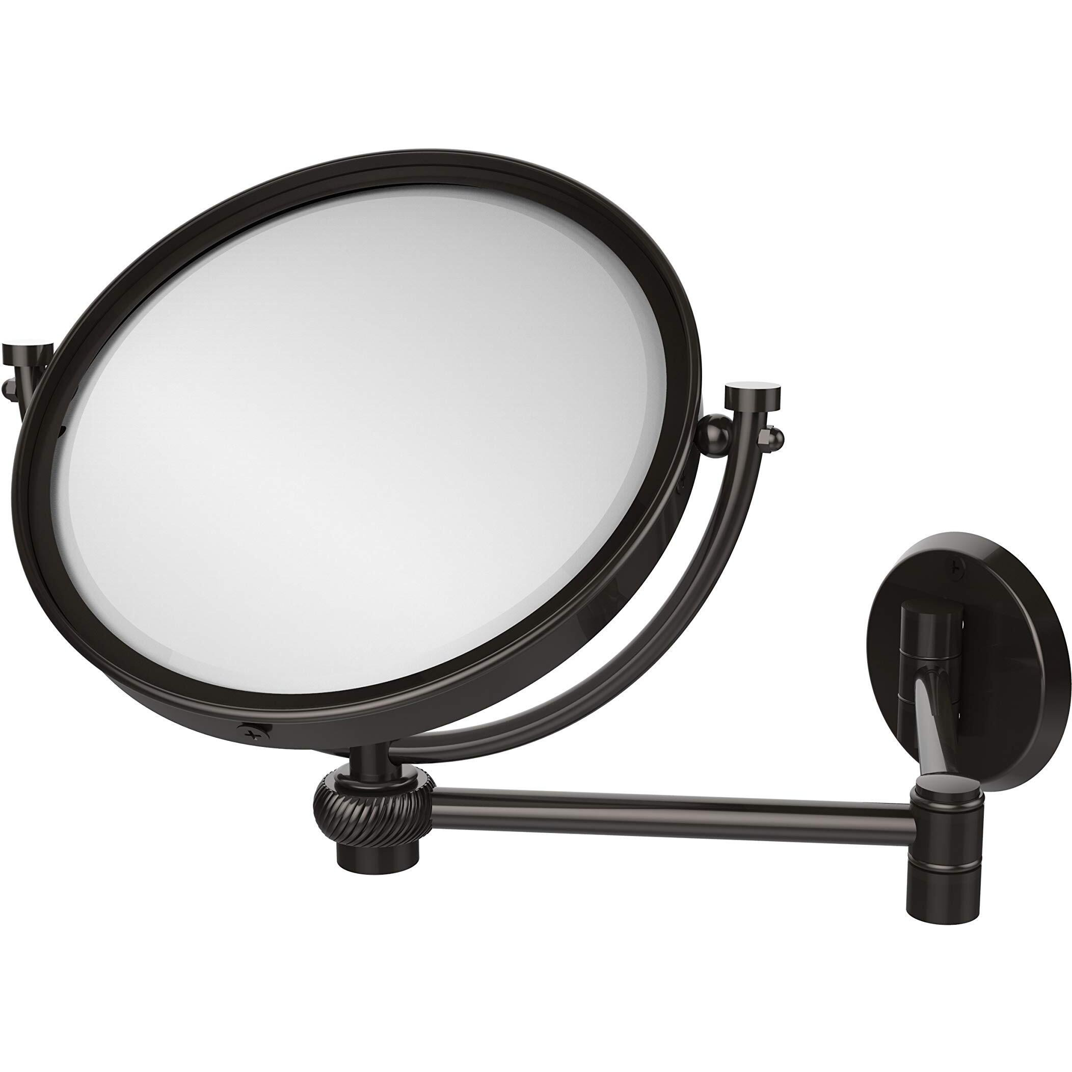 Allied Brass WM-6T/2X-ORB 8 Inch Wall Mounted Extending 2X Magnification ith Tist Accent Make-Up Mirror, Oil Rubbed Bronze