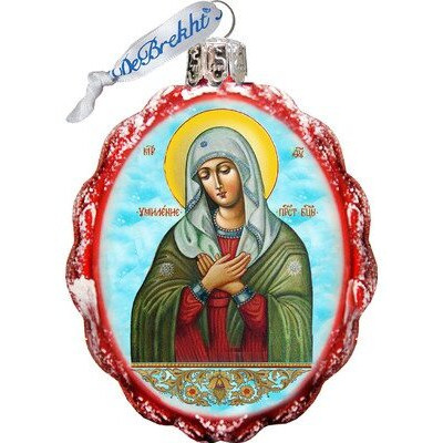 Mother of God Tenderness Glass Ornament, Nativity Inspirational Decor - 772023 Art by G.DeBrekht