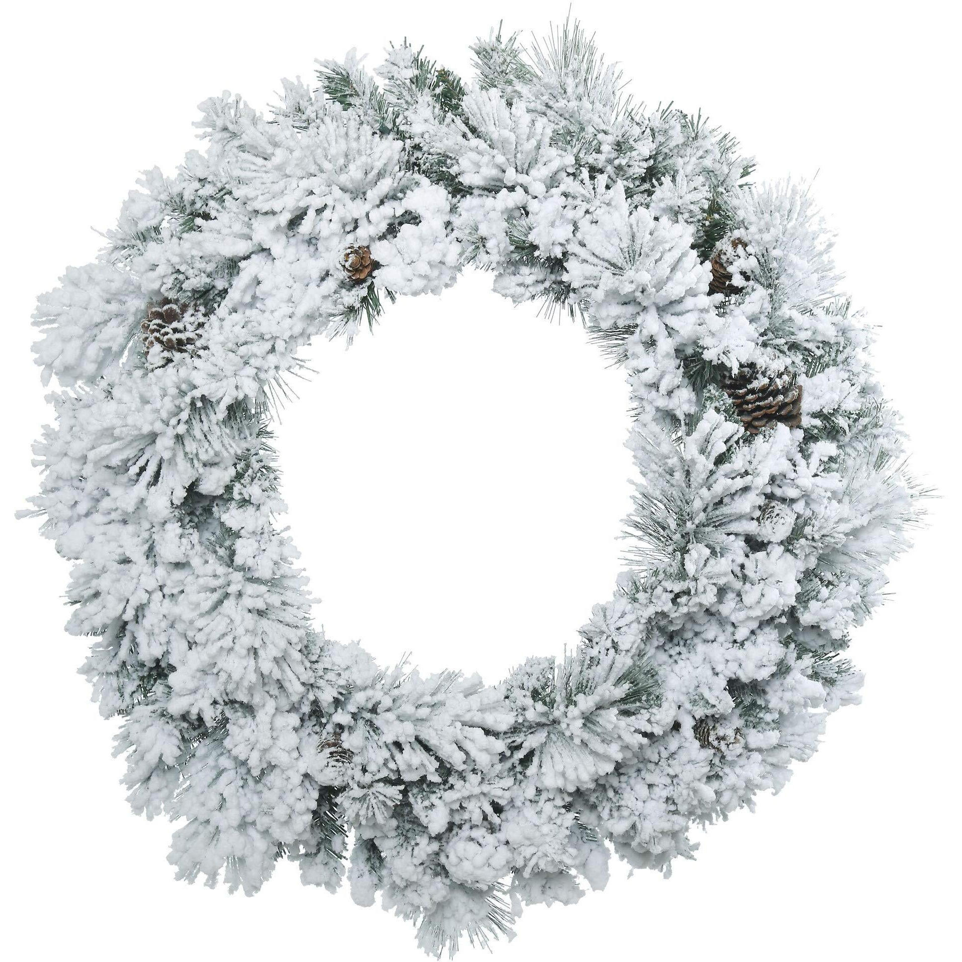 Vickerman 30  Flocked Ashton Pine Artificial Christmas Wreath, Unlit - Faux Pine Christmas Wreath - Indoor Seasonal Home Decor