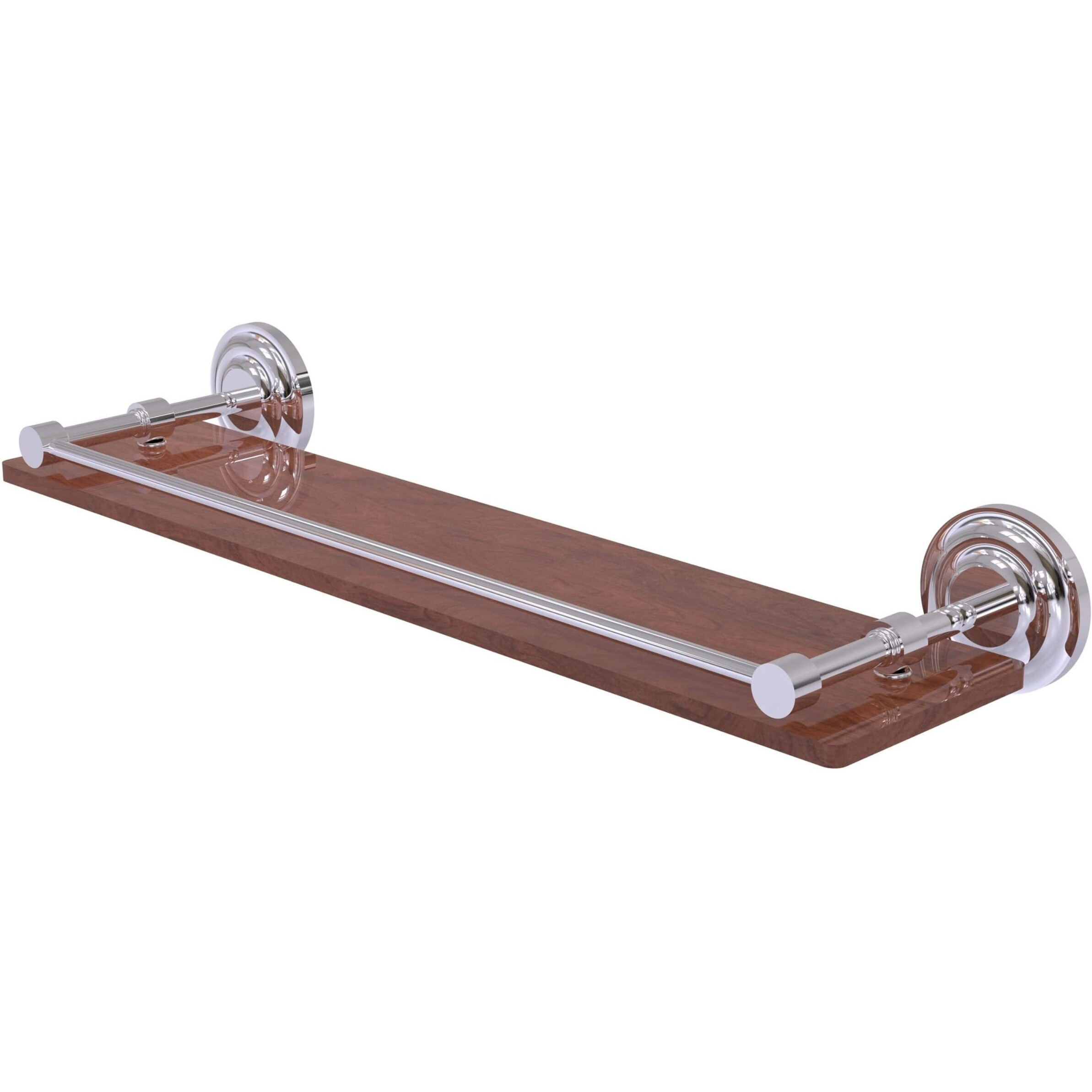 Allied Brass QN-1-22-GAL-IRW Que Collection 22 Inch Solid IPE Ironwood Gallery Rail Wood Shelf, Polished Chrome