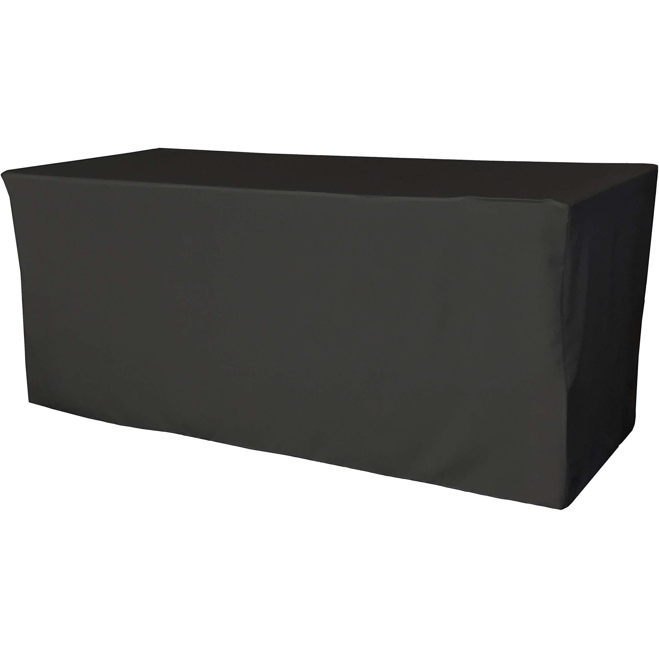 LA Linen Polyester Poplin Fitted Tablecloth 72 L x 24 W x 30 H, Black