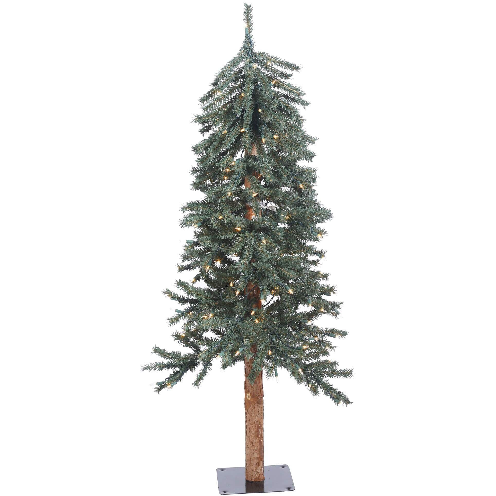 Vickerman 4' Natural Bark Alpine Artificial Christmas Tree - Warm White Italian LED Mini Lights - Faux Christmas Tree - Seasonal Indoor Home Decor - Festive Christmas Tree