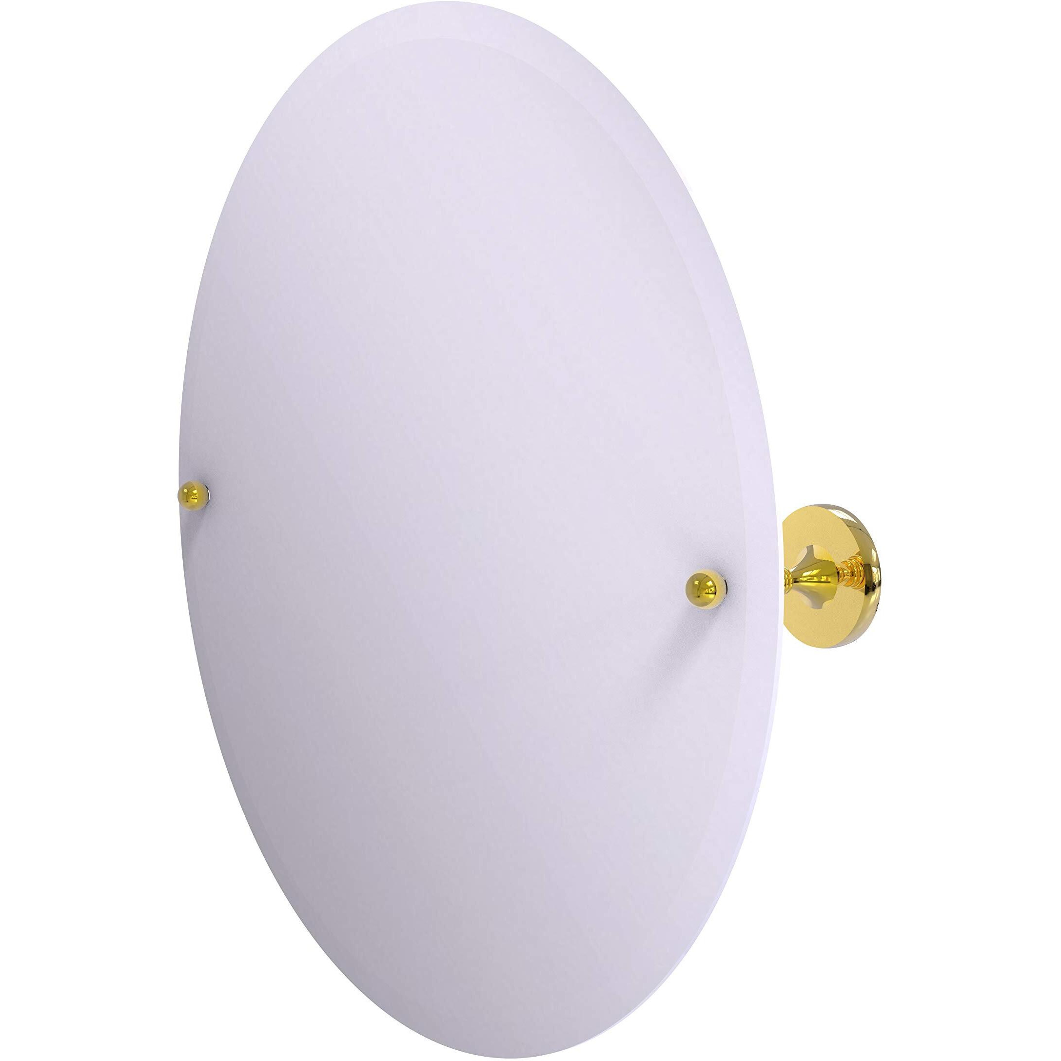 Allied Brass Shadell Collection Frameless Round Tilt Beveled Edge Wall Mirror, Polished Brass