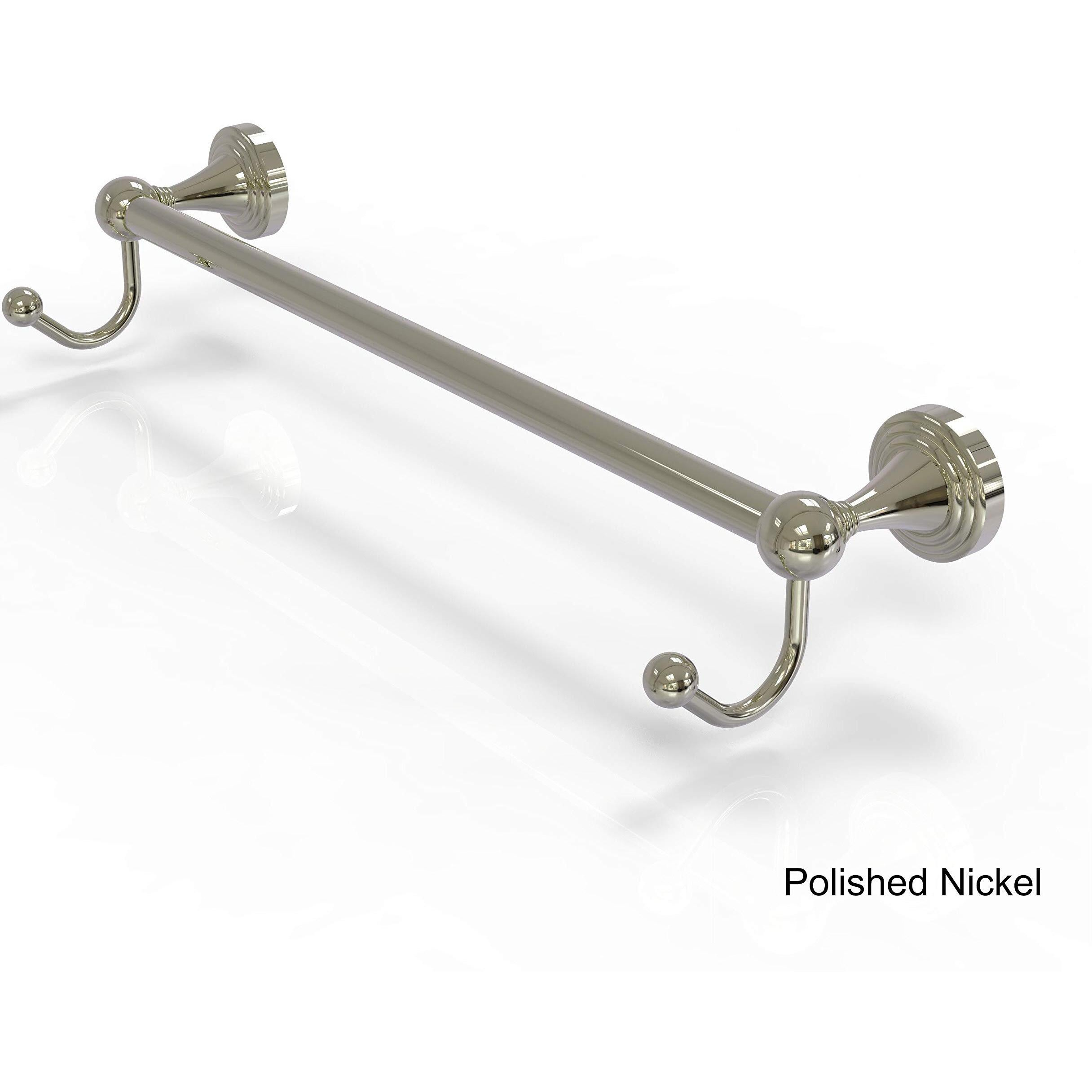 Allied Brass SG-41-24-HK Sag Harbor Collection 24 Inch Integrated Hooks Towel Bar, 24 , Polished Nickel