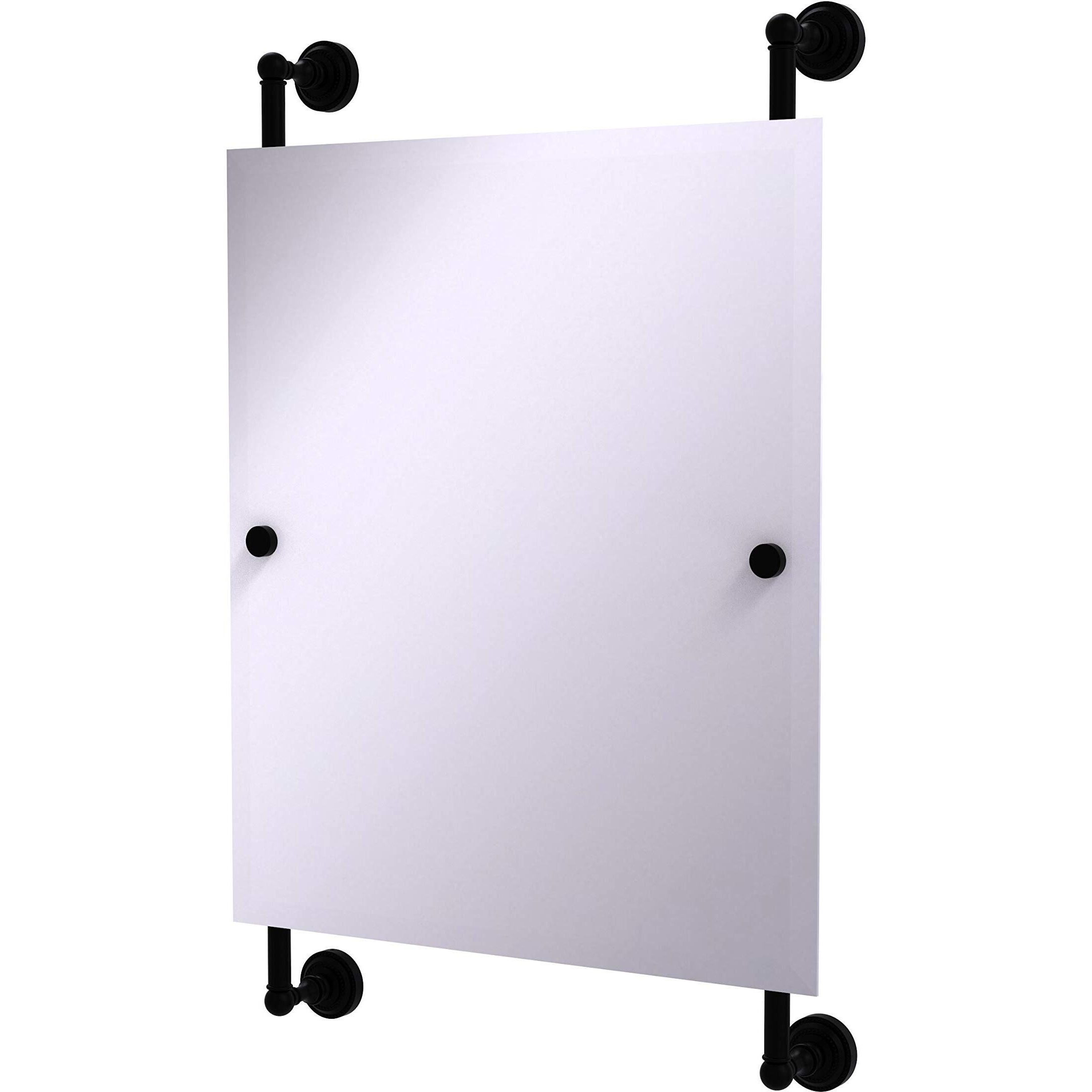 Allied Brass Dottingham Collection Rectangular Frameless Rail Mounted Wall Mirror, Matte Black