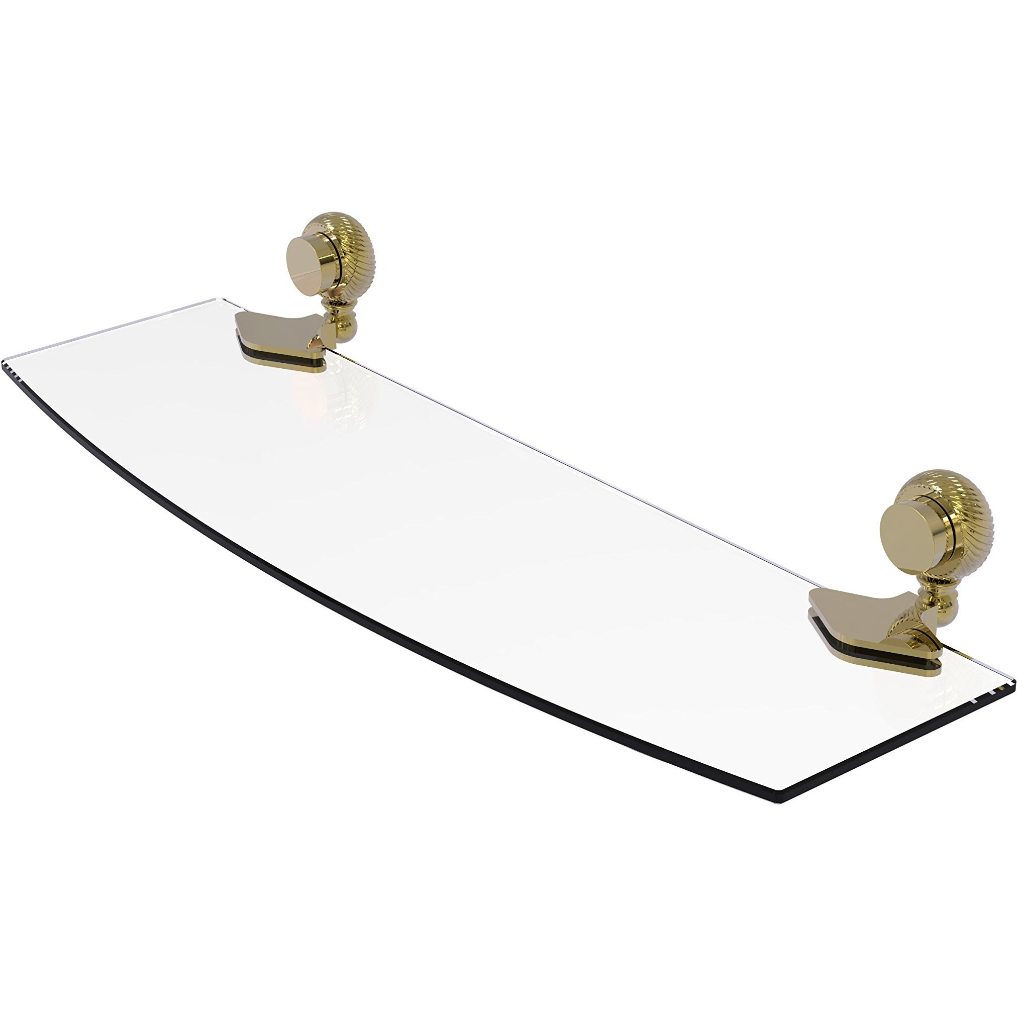 Allied Brass 433T/18 Venus Collection 18 Inch Twist Accents Glass Shelf, Unlacquered Brass