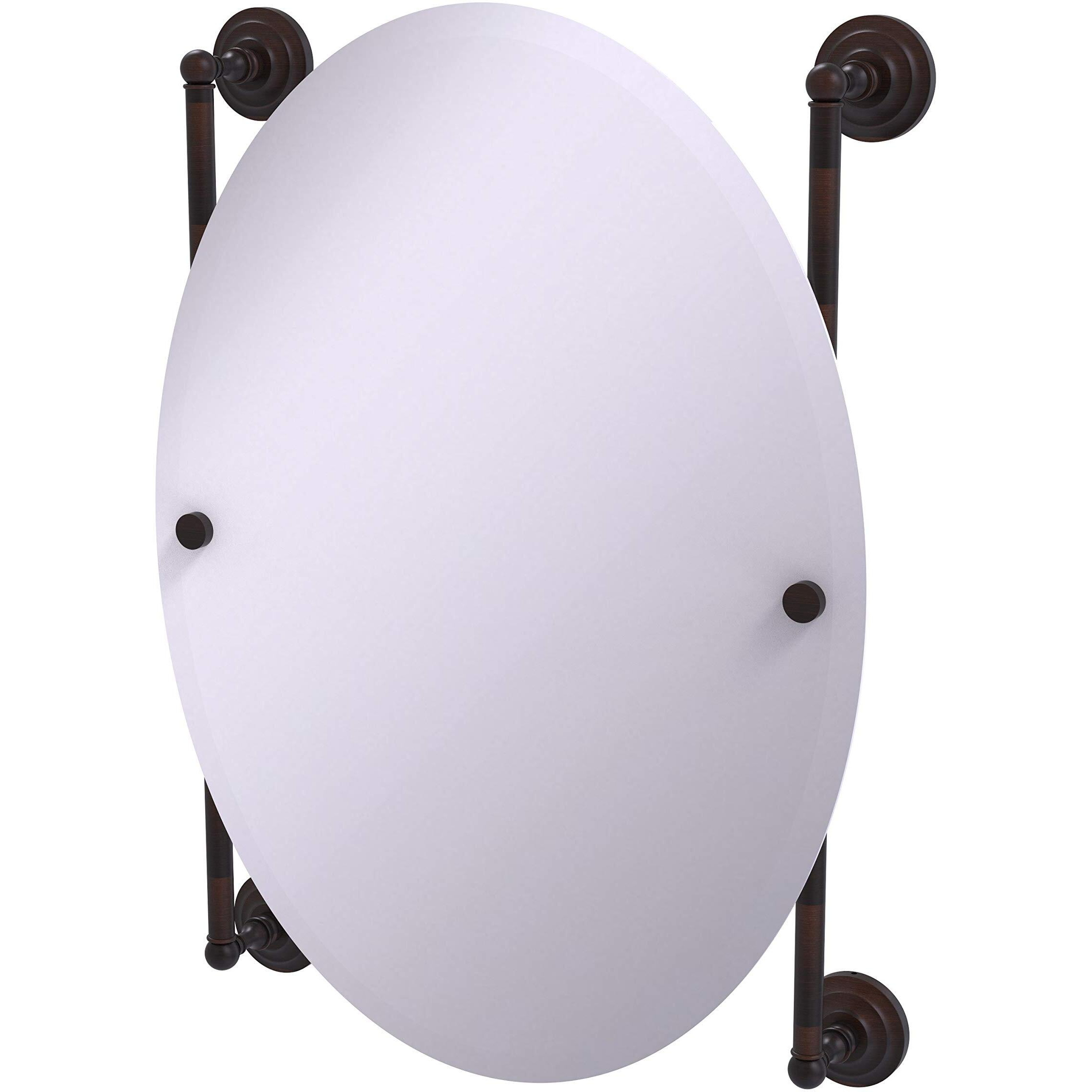 Allied Brass Que Oval Frameless Rail Mounted Wall Mirror, Venetian Bronze