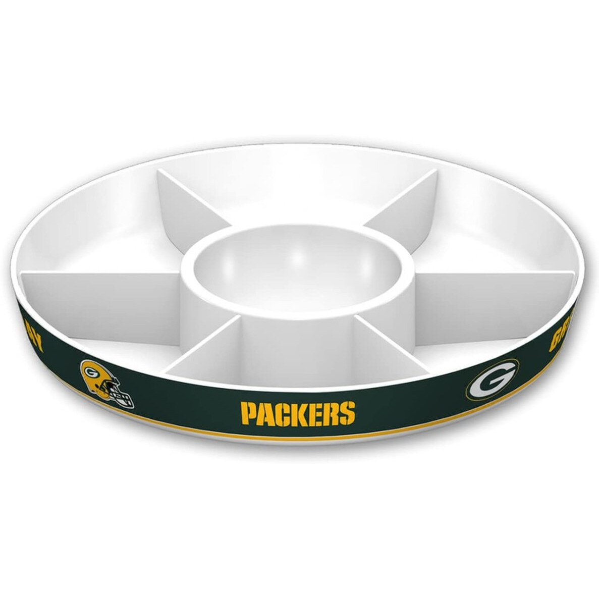 Fremont Die NFL Green Bay Packers Party Platter, 14.5  Diameter, 14.5  Diameter, White/Team Colors