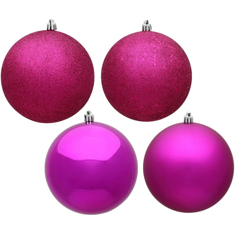 Vickerman 489666-1.6 Fuchsia 4 Assorted Finish Ball Christmas Tree Ornament (96 pack) (N595470A)