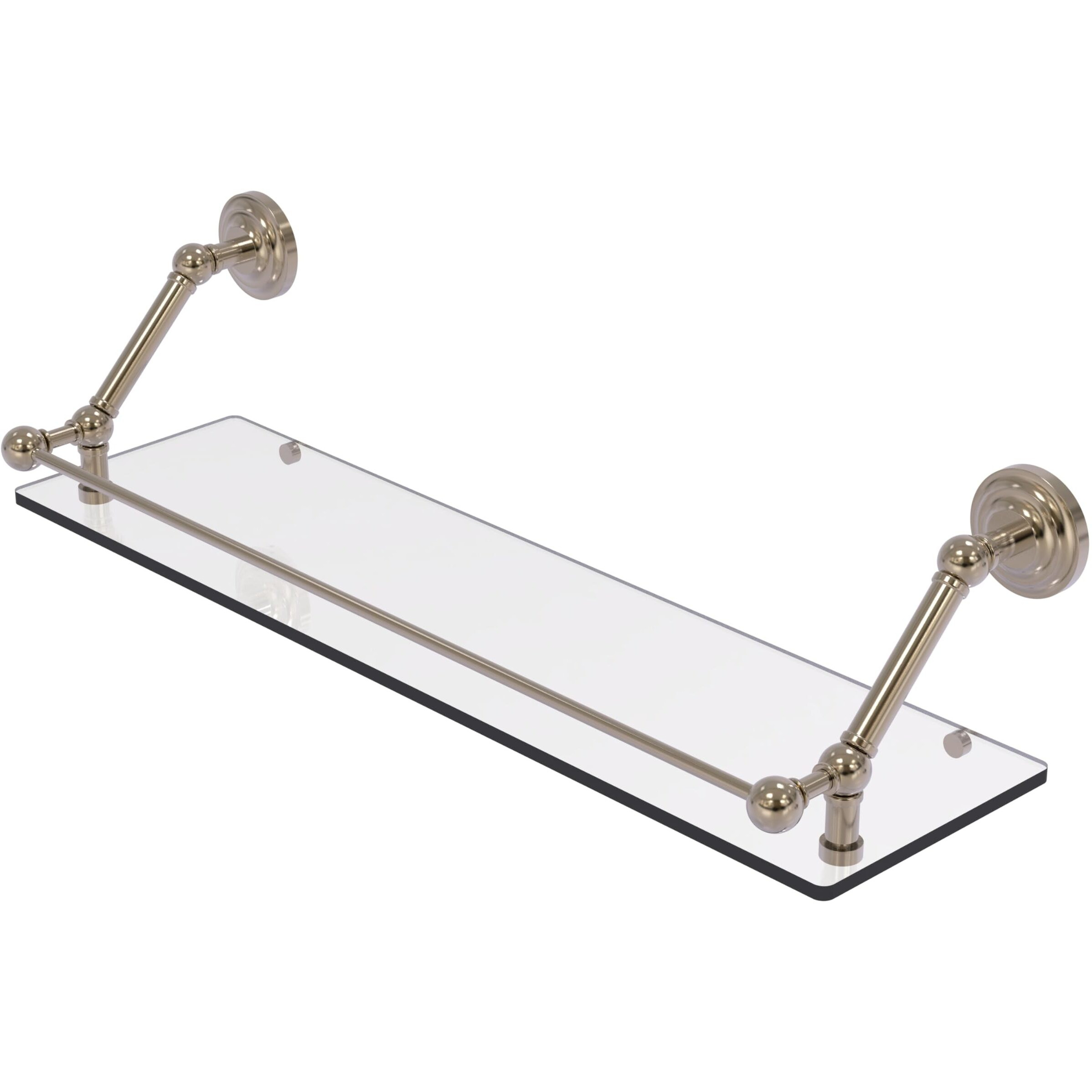 Allied Brass PQN-1-30-GAL-PEW Prestige Que New 30 Inch Floating Glass Gallery Rail Shelf, Antique Pewter