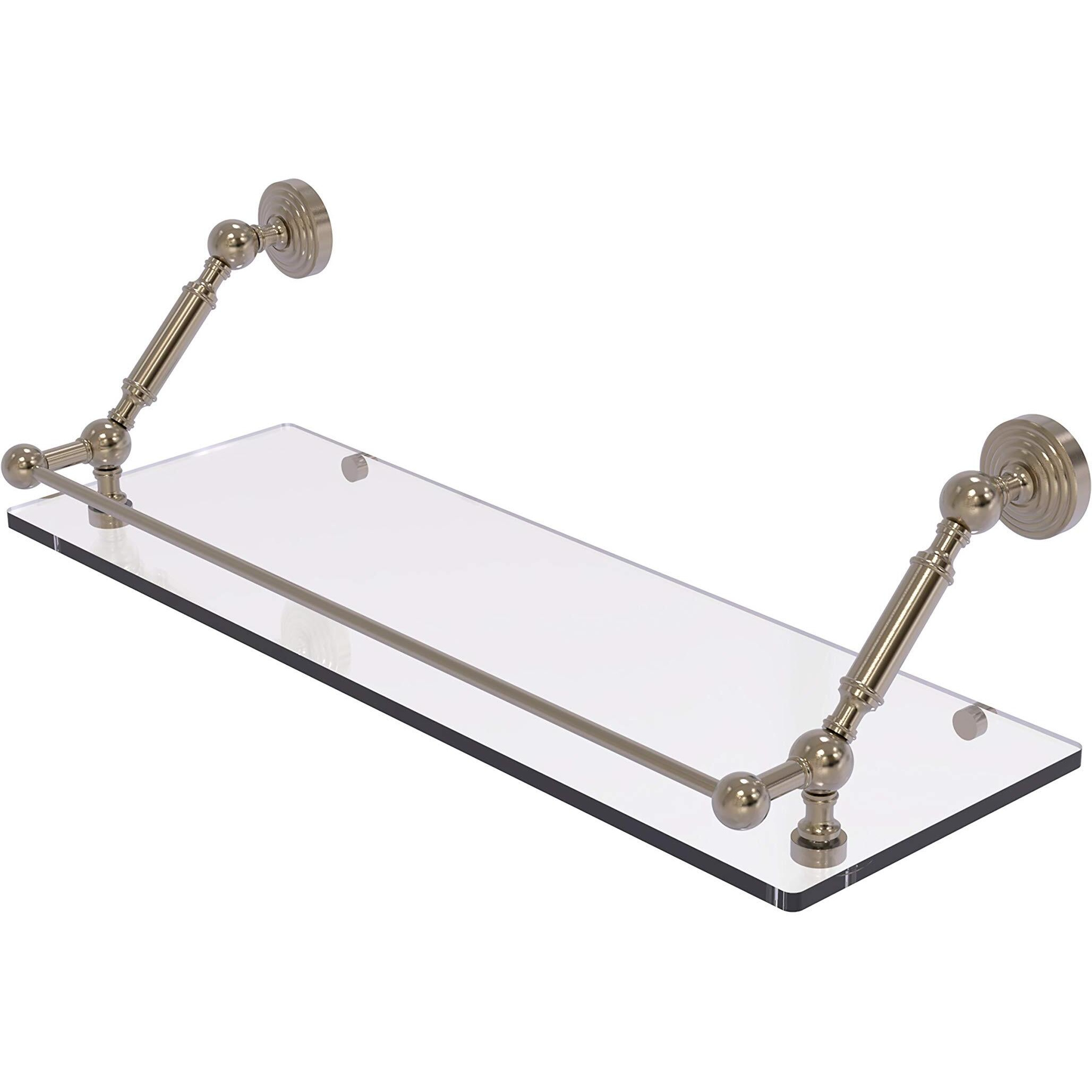 Allied Brass WP-1-24-GAL Waverly Place 24 Inch Floating Gallery Rail Glass Shelf, Antique Pewter