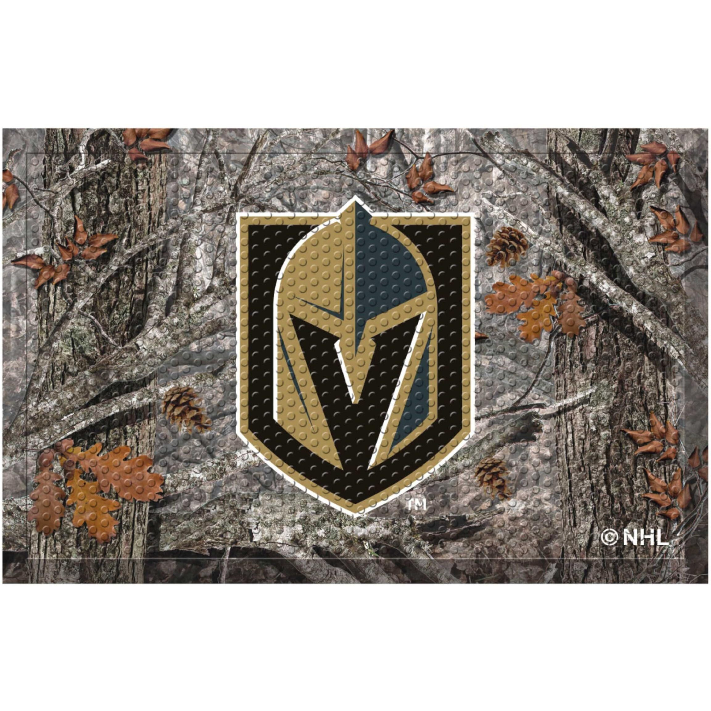 FANMATS 22917 Vegas Golden Knights Rubber Scraper Door Mat, Camo Color