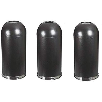 Witt Industries 415DTBK Steel 15-Gallon Standard Open Top Indoor Waste Receptacle with Galvanized Liner, Round, 15  Diameter x 35  Height, Black (Set of 3)