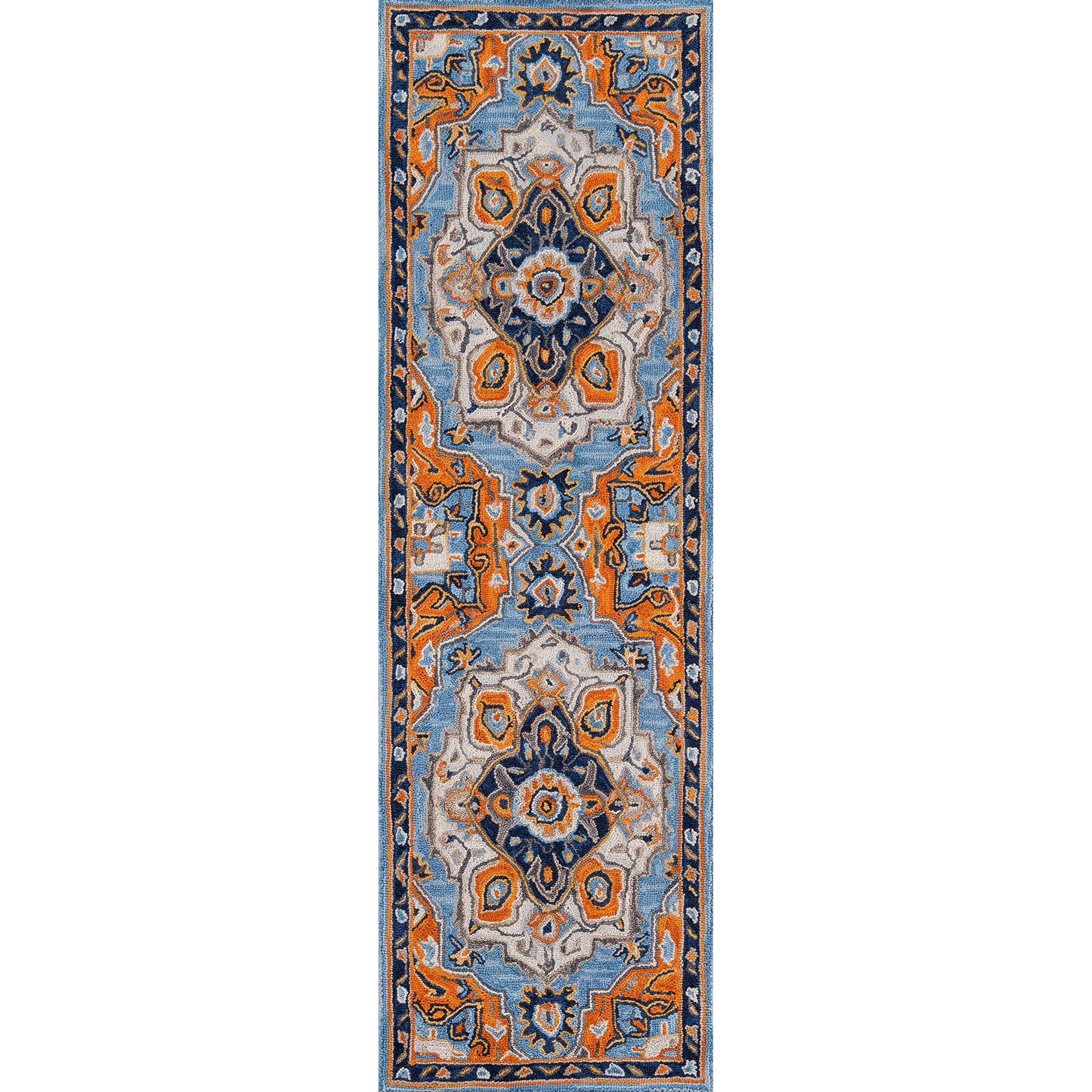 Momeni Ibiza Wool Area Rug, 2'3  X 7'10  Runner, Blue