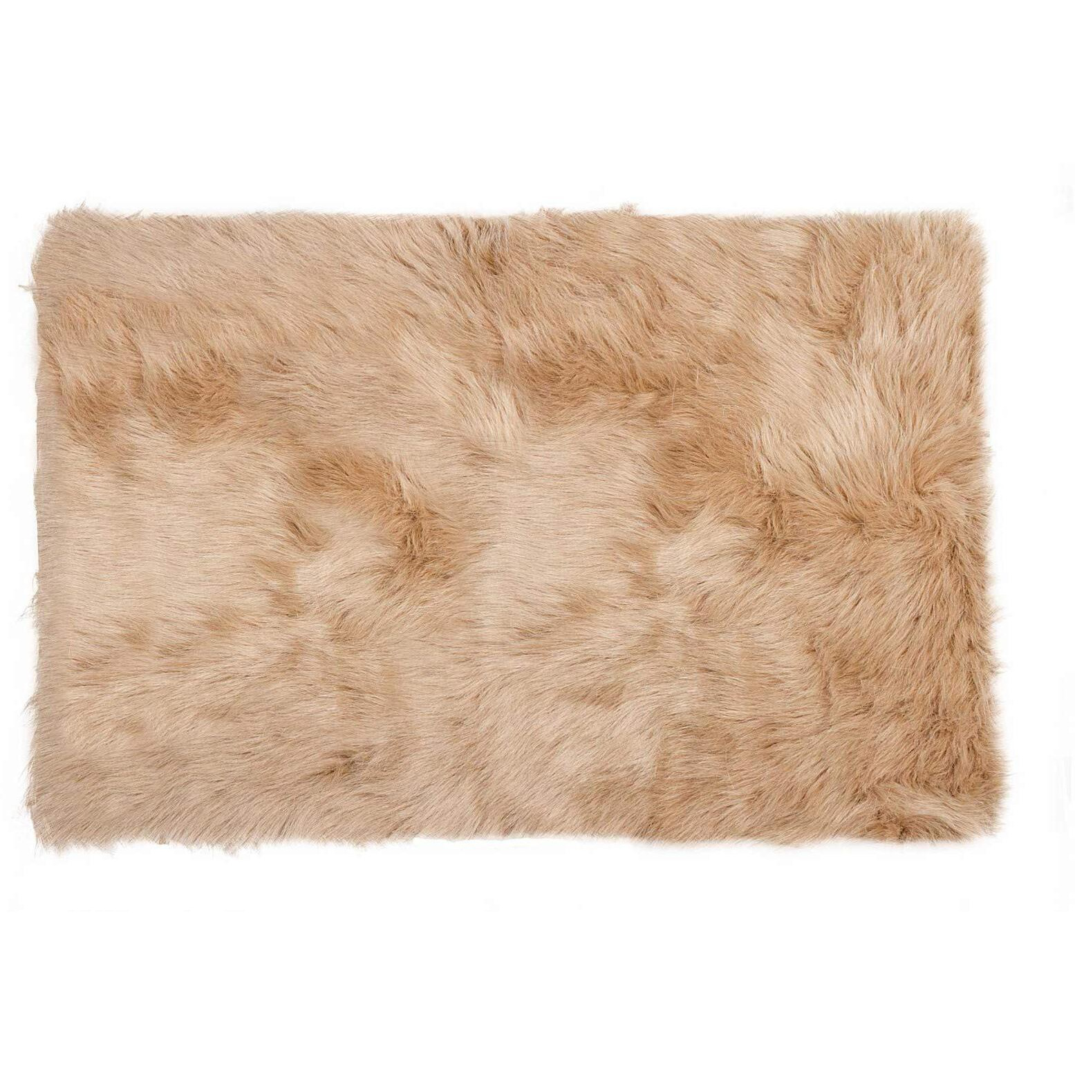 HomeRoots Decor 3-inch x 5-inch Tan Rectangular Faux Fur - Area Rug