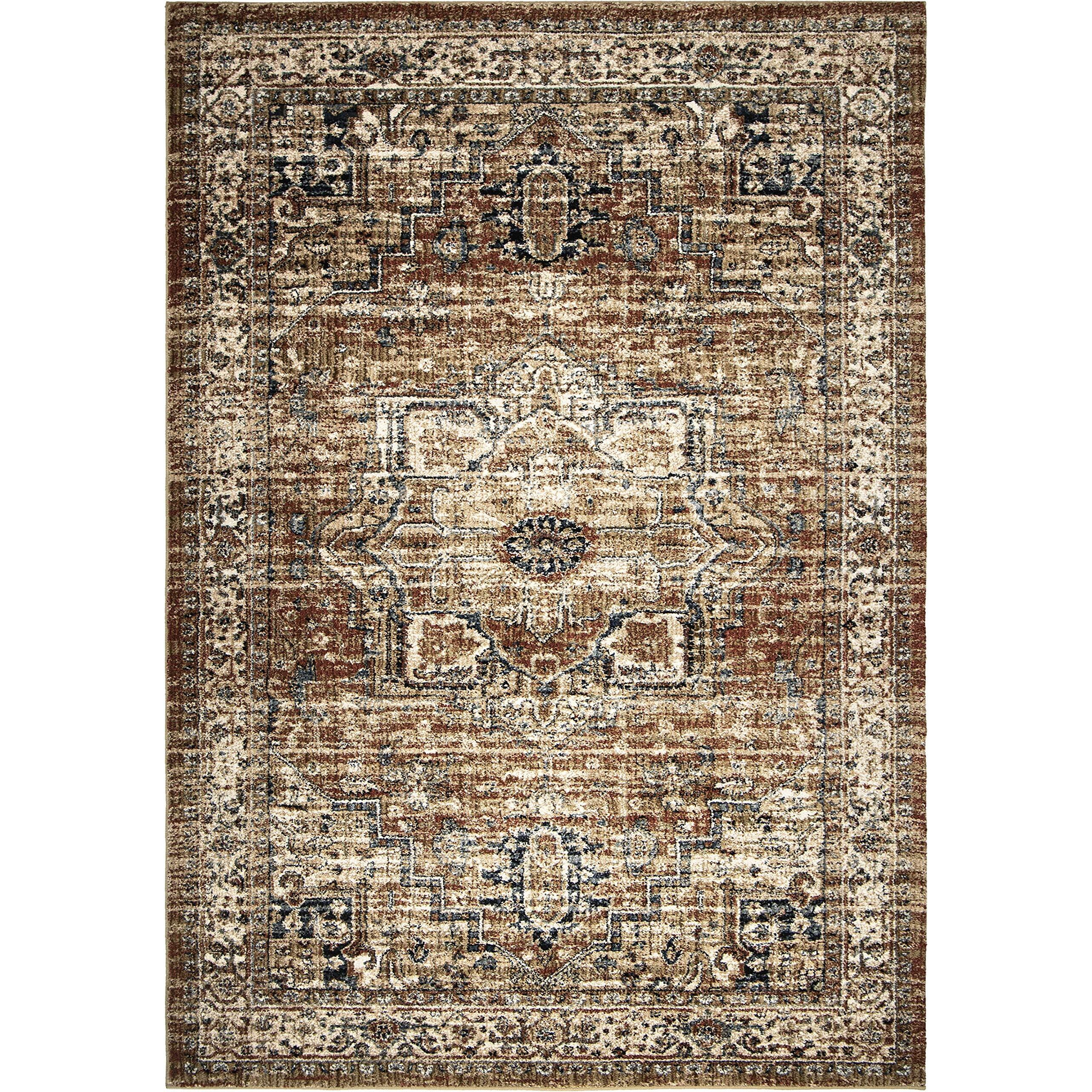 Aria Heriz Medallion Indoor Area Rug - 7'8  x 10'10  Rust, Traditional Vintage-Inspired Design, Stain-Resistant, Easy to Clean, Durable Rug for Living Room, or Bedroom Home Decor