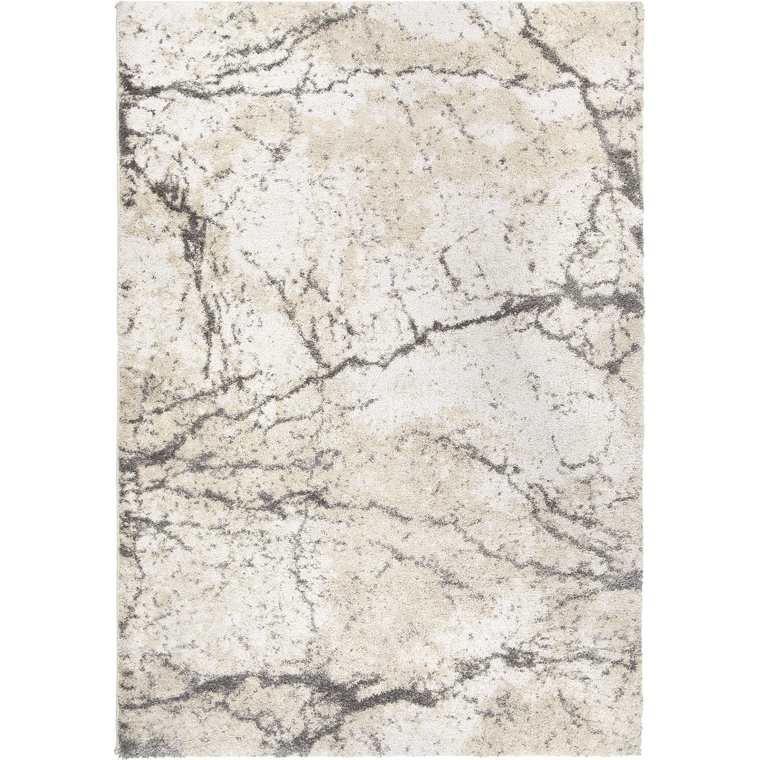 Orian Rugs Mystical Marquina Performance - 6'7  x 9'6  Rectangle in Ivory, Contemporary Style Indoor Home Decor, Marble Pattern Pattern, Plush Area Rug