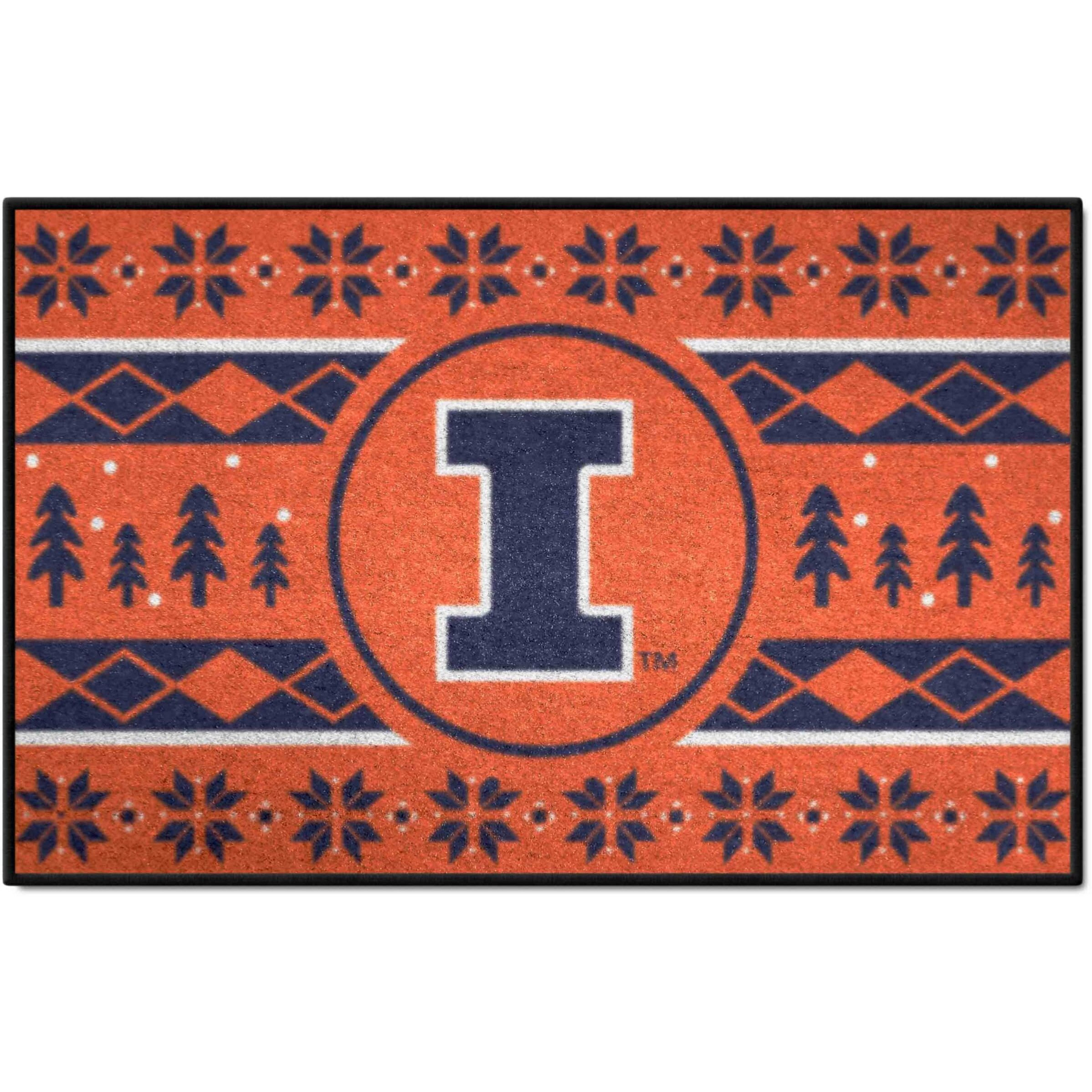 FANMATS 25834 NCAA -Illinois Illini Holiday Sweater Starter Mat Accent Rug - 19in. x 30in. | Sports Fan Home Decor Rug and Tailgating Mat