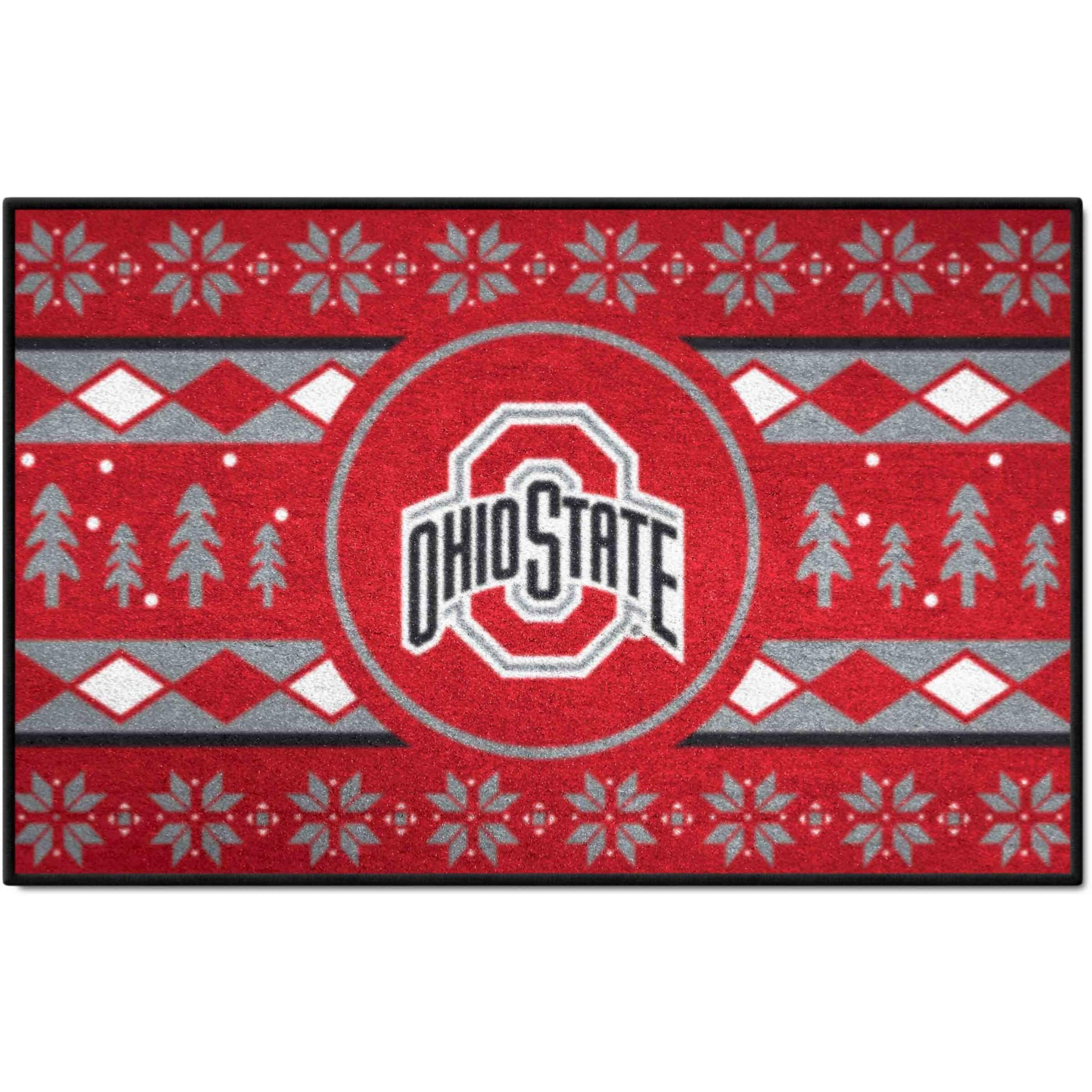 FANMATS 25815 NCAA - Ohio State Buckeyes Holiday Sweater Starter Mat Accent Rug - 19in. x 30in. | Sports Fan Home Decor Rug and Tailgating Mat