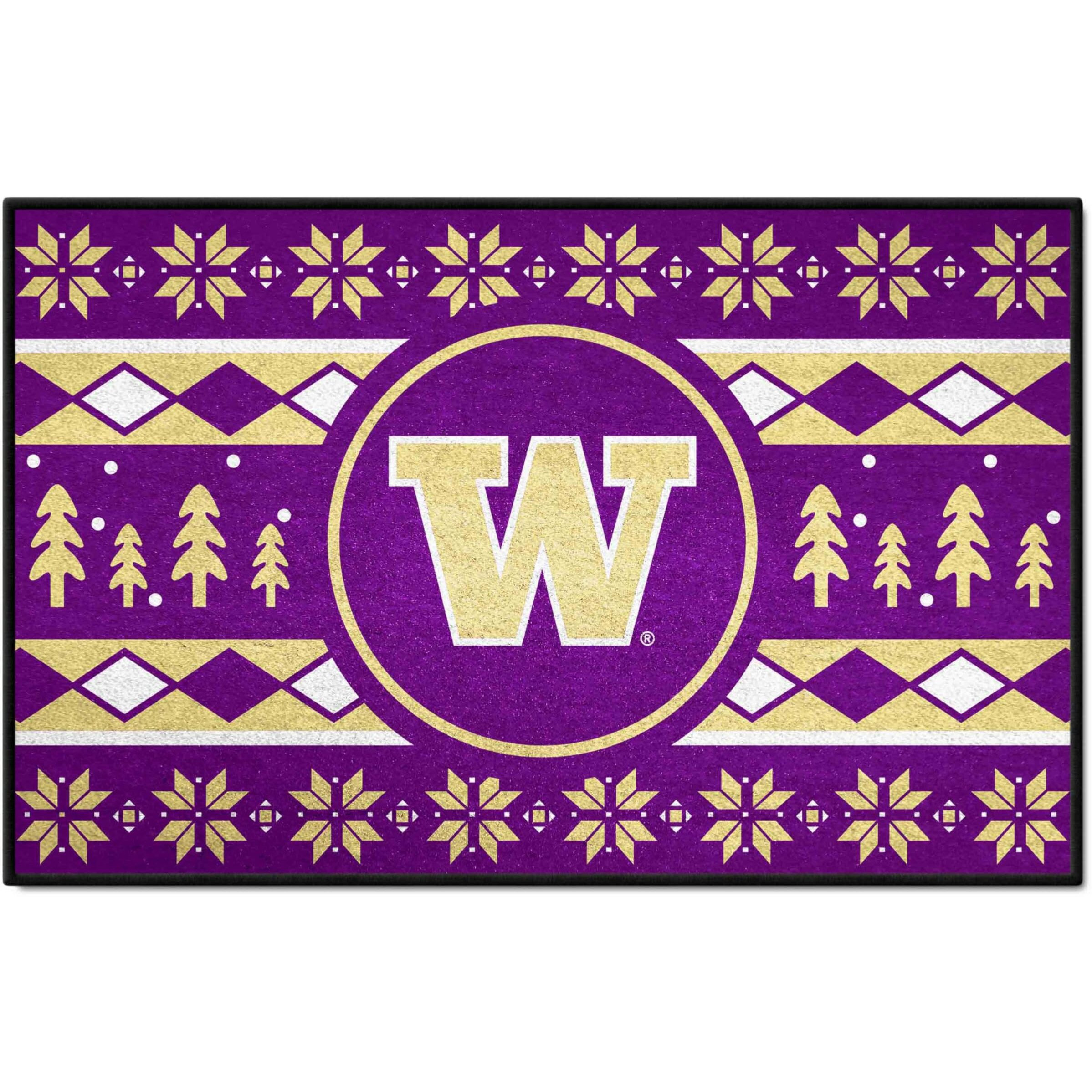 FANMATS 25855 Washington Huskies Holiday Sweater Starter Mat Accent Rug - 19in. x 30in. | Sports Fan Home Decor Rug and Tailgating Mat