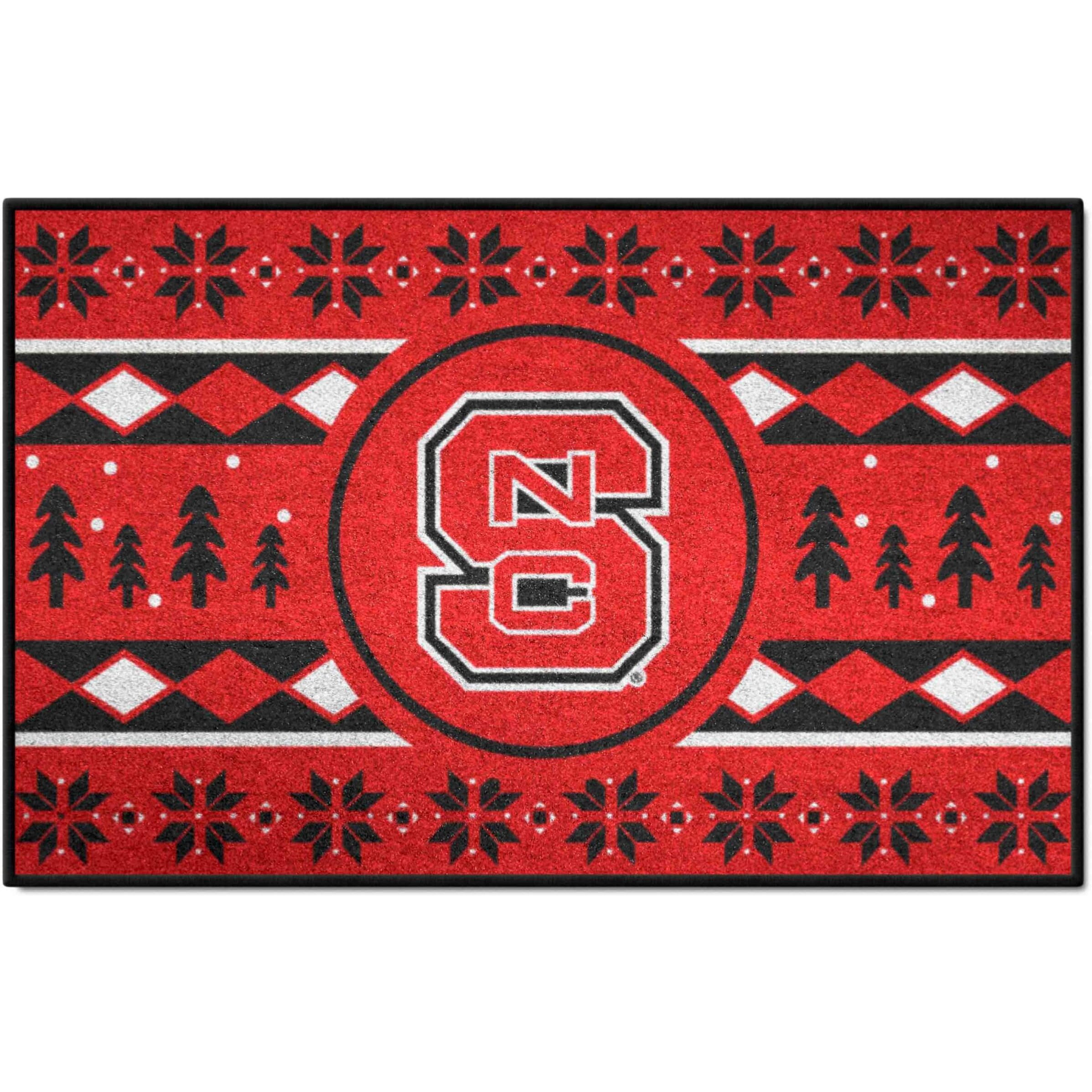 FANMATS 25814 NCAA - NC State Wolfpack Holiday Sweater Starter Mat Accent Rug - 19in. x 30in. | Sports Fan Home Decor Rug and Tailgating Mat