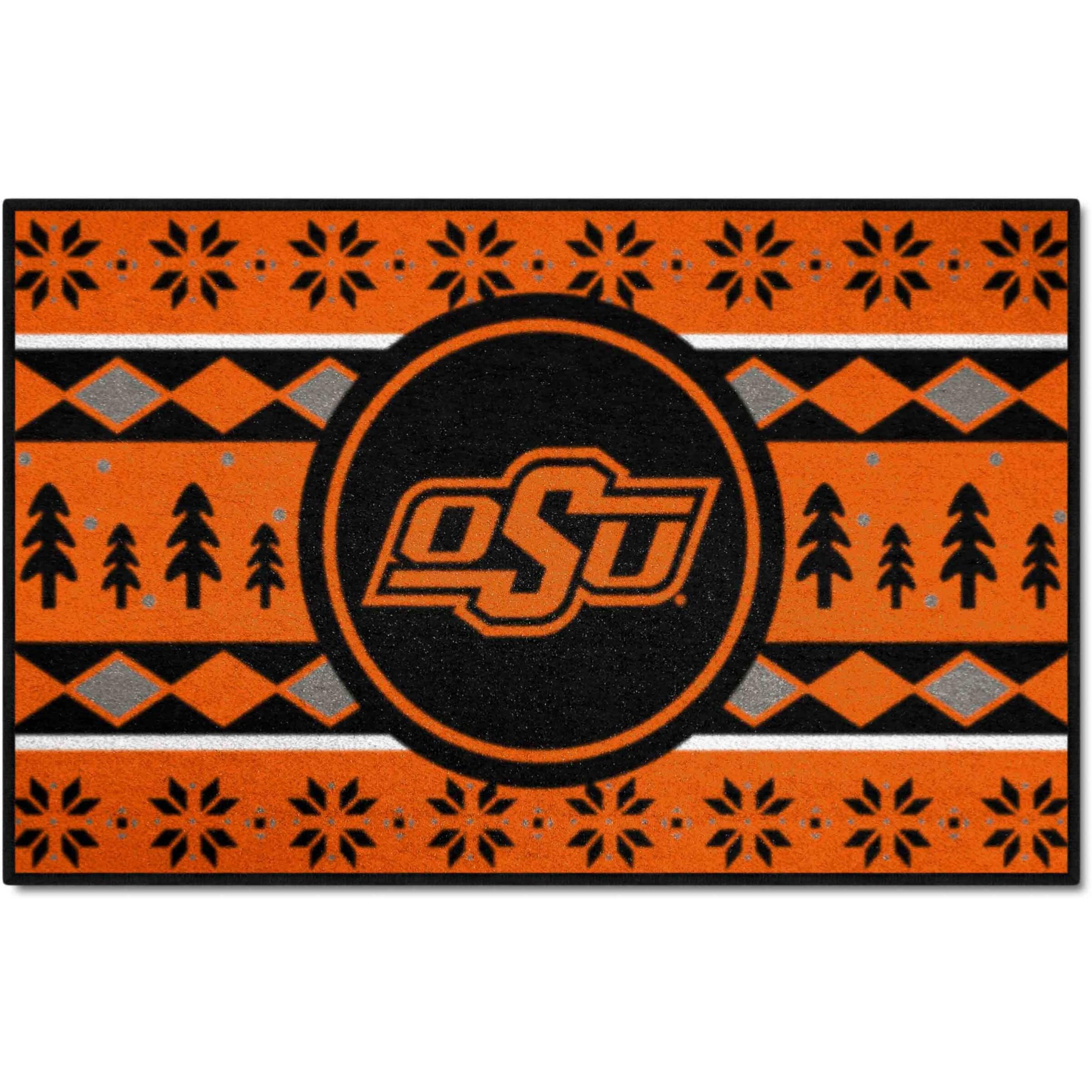 FANMATS 25816 NCAA - Oklahoma State Cowboys Holiday Sweater Starter Mat Accent Rug - 19in. x 30in. | Sports Fan Home Decor Rug and Tailgating Mat