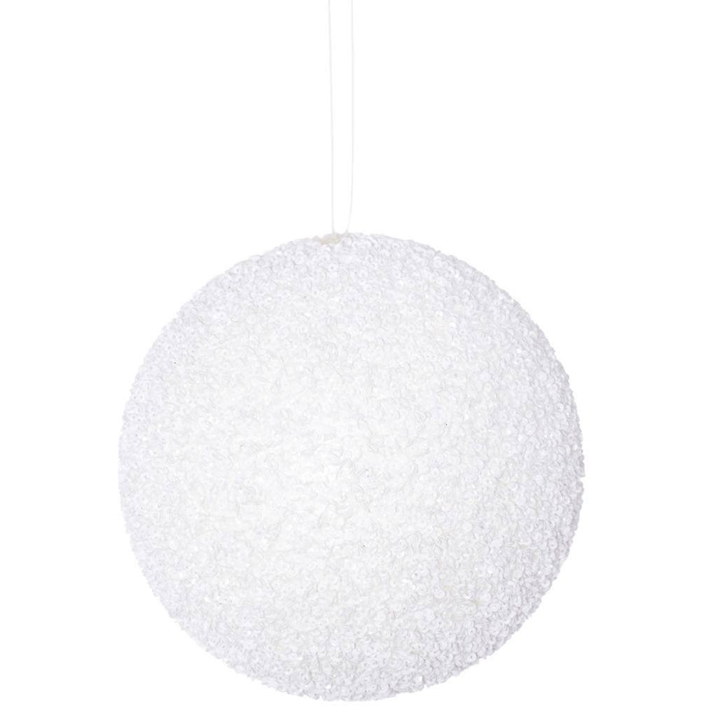 Vickerman 532232-6  White Beaded Ball Christmas Tree Ornament (4 pack) (N185811D)