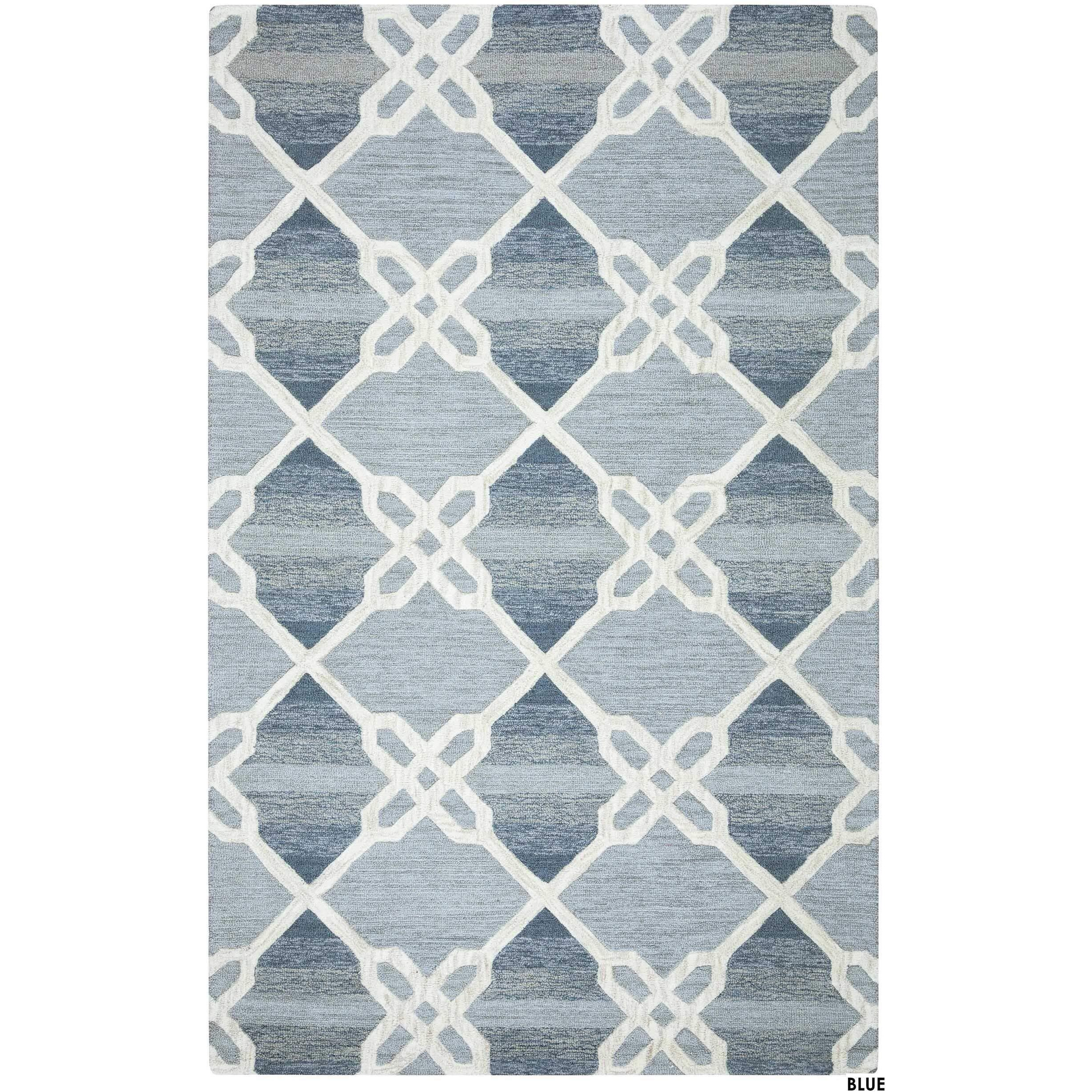 Rizzy Home Alora Decor Berlin 8' x 10' Trellis Blue/Gray/Rust/Blue Hand-Tufted Area Rug