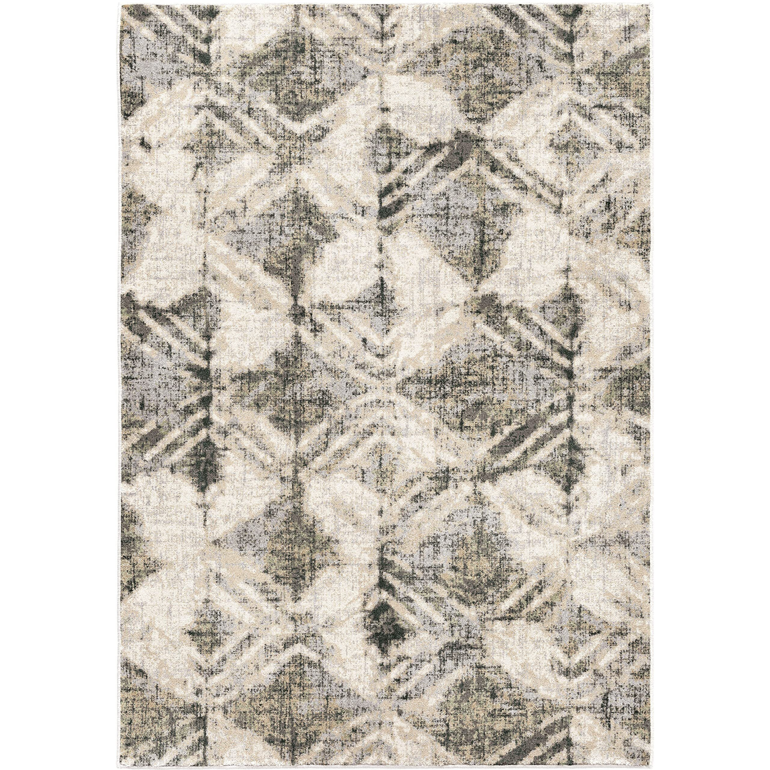 Riverstone Maverick Indoor Area Rug - 6'7  x 9'6  Cloud Grey, Geometric Diamond Distressed Design, Stain-Resistant, Easy to Clean, Durable Rug for Living Room, or Bedroom Home Decor