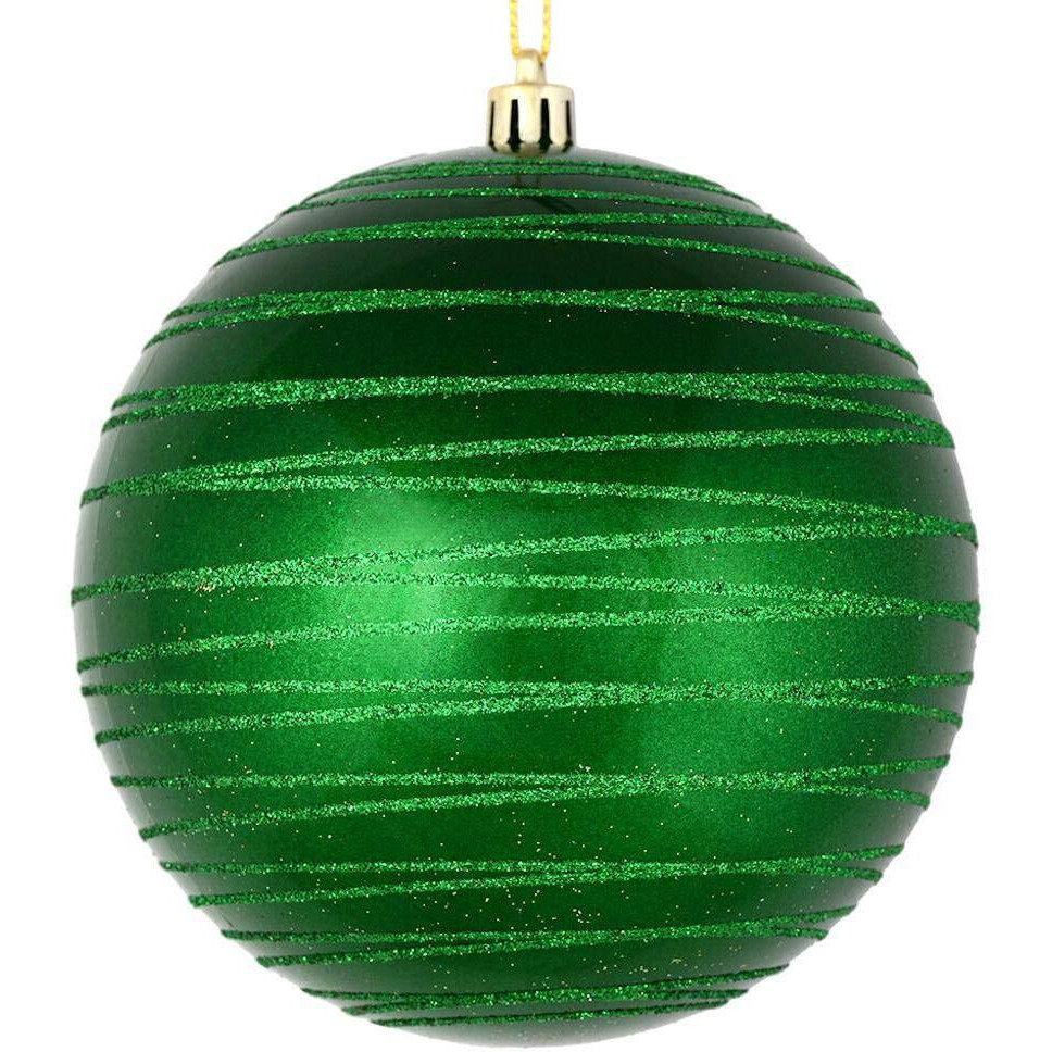 Vickerman 527696-4.75  Green Candy Glitter Ball Christmas Tree Ornament (4 Pack) (N187704D)