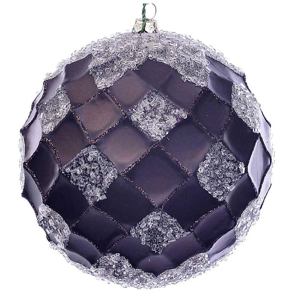 Vickerman 618868-4.75  Chocolate Net Beaded Ball Christmas Tree Ornament (3 pack) (MC190575D)