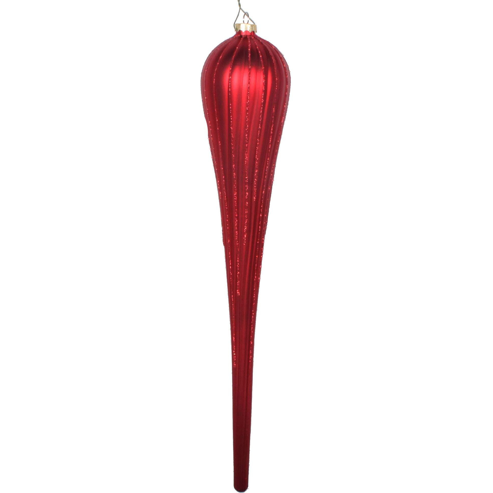 Vickerman 15.75  Red Matte Glitter Drop Christmas Ornament, Pack of 2