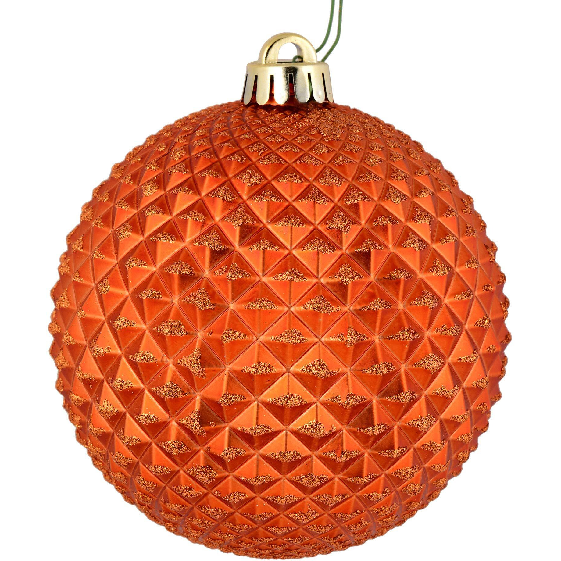 Vickerman 6  Burnished Orange Durian Glitter Ball Ornament, 4 per Bag