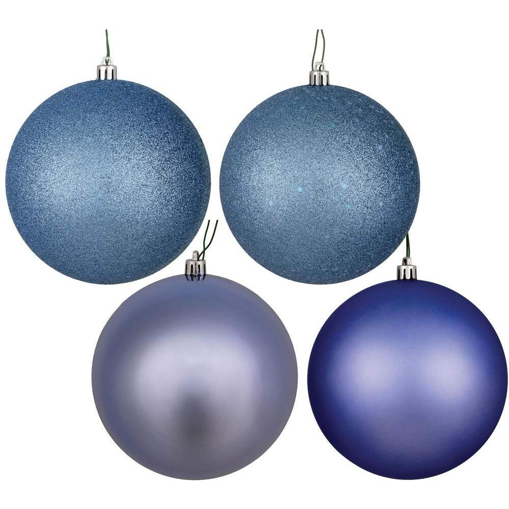 Vickerman 12  Periwinkle 4-Finish Ball Ornament Assortment, 4 per Bag